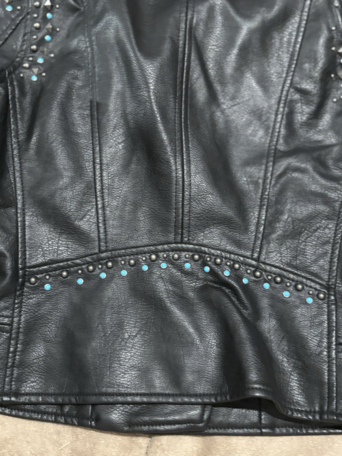 BlankNYC Women’s Black Studded Moto Jacket Full Zip Lined Biker Style Size XS