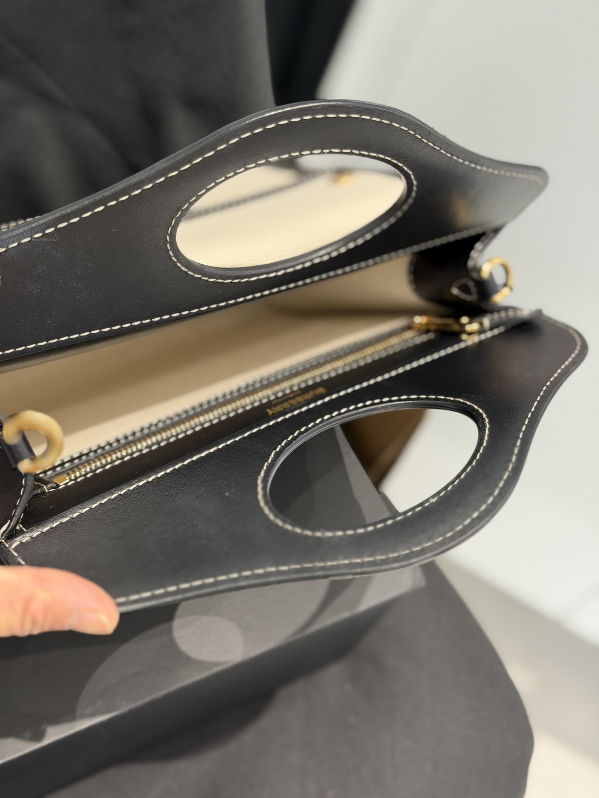 Burberry Pocket Bag Small Beige&Black Canvas Calfskin 3-Way Crossbody Shoulder B