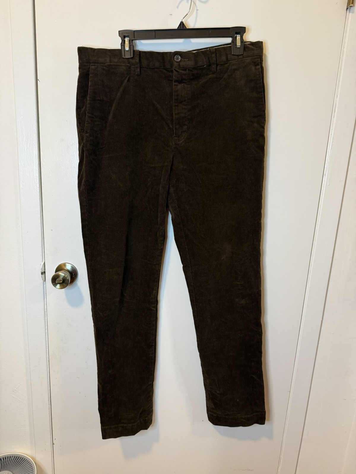 Polo Ralph Lauren Mens Andover Pant Brown Corduroy Slim Fit Trousers 34×32 slim