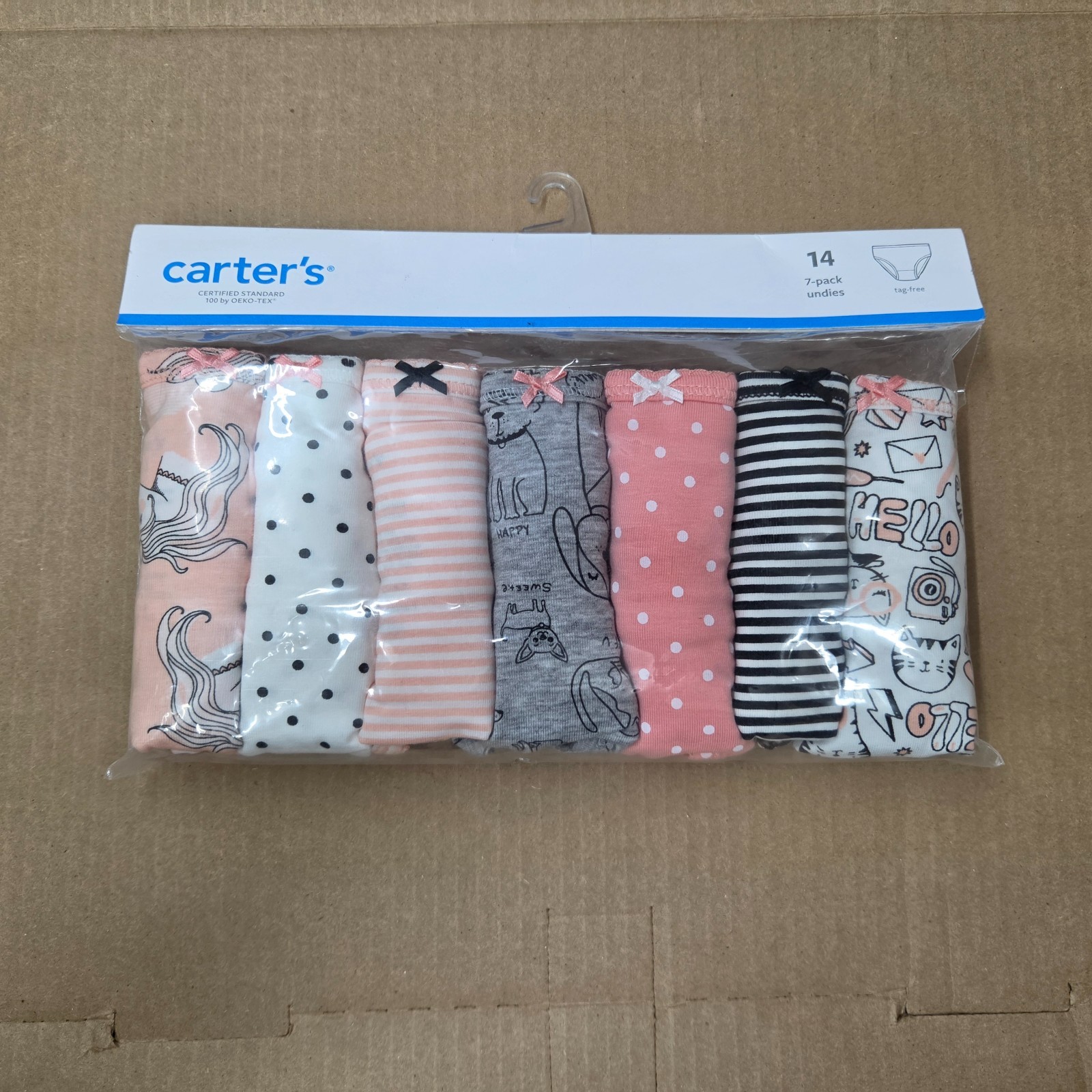 Carter’s Girls 7-Pack Stretch Cotton Undies 4-5, 6/6X, 10-12, 14 NWT