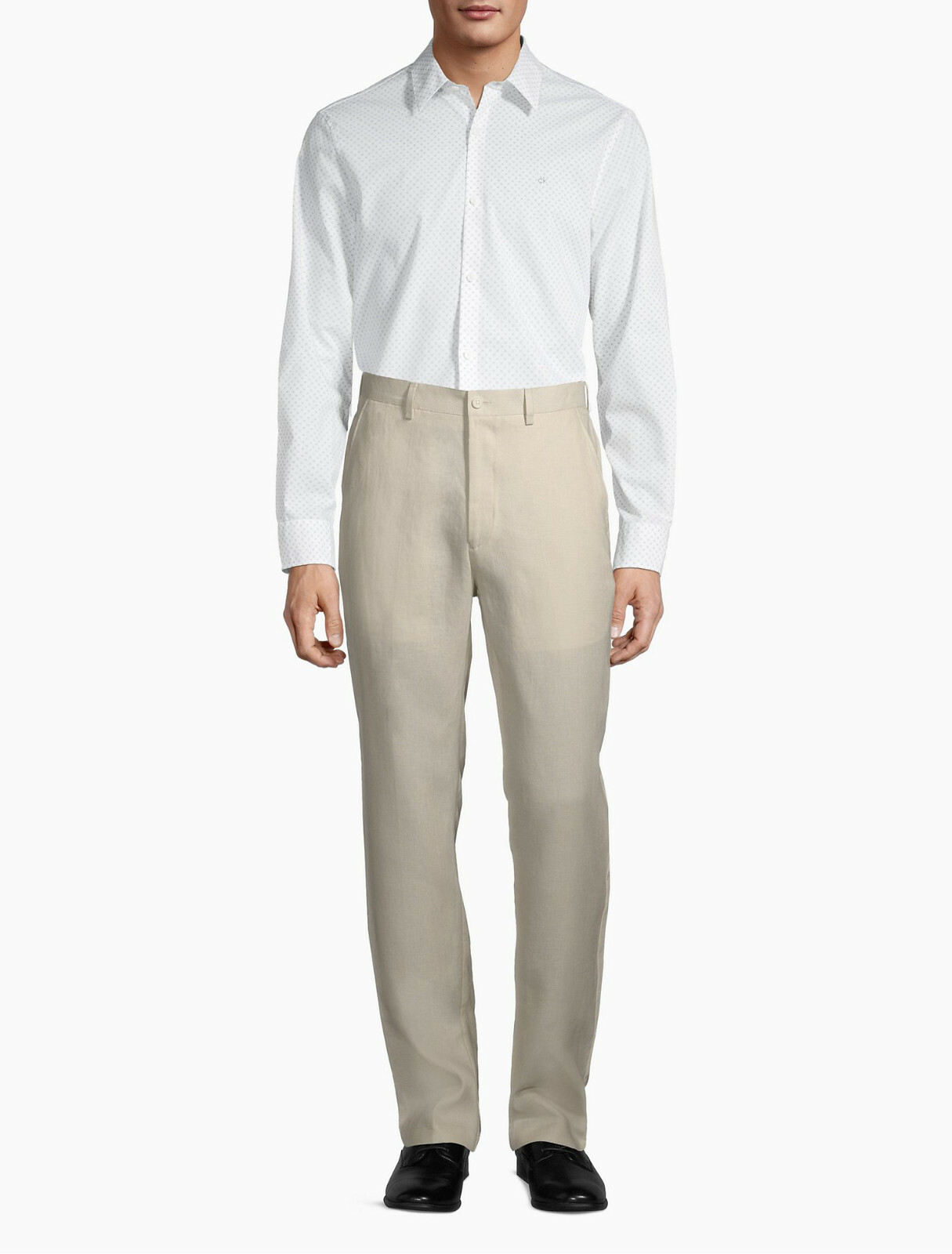 Calvin Klein Men’s Classic Slim Fit Solid Linen 4-Pocket Pants TAN, 32x34L