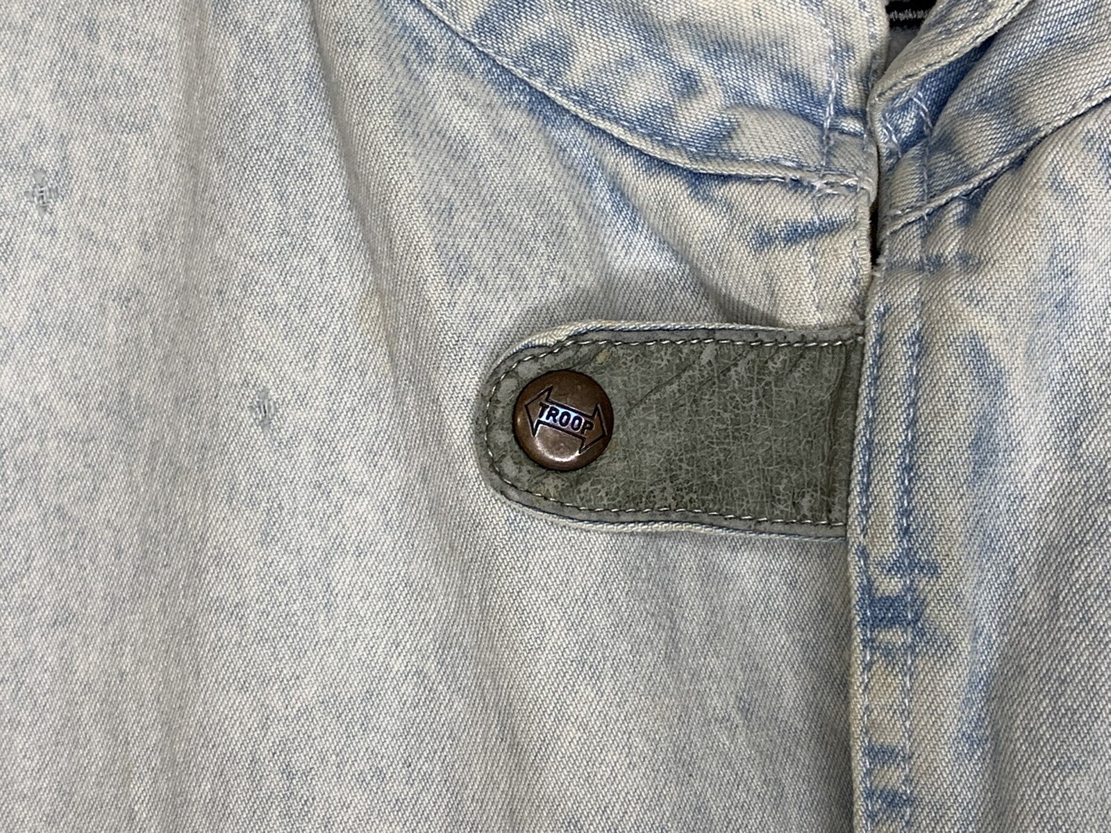 VTG Troop Crown 90’s Washed Denim Jean Jacket Full Zip Embroidered Size XL