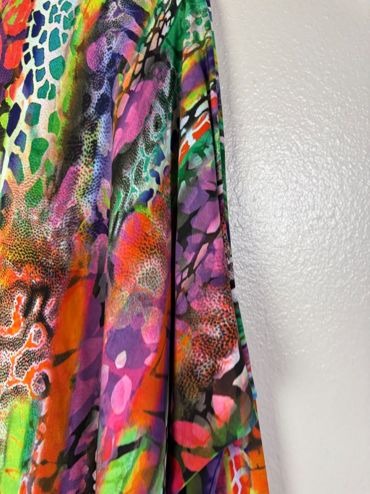 Jon Den Multicolor Artsy Long Sleeves Top Women size XL Asymmetrical Dolman Boho