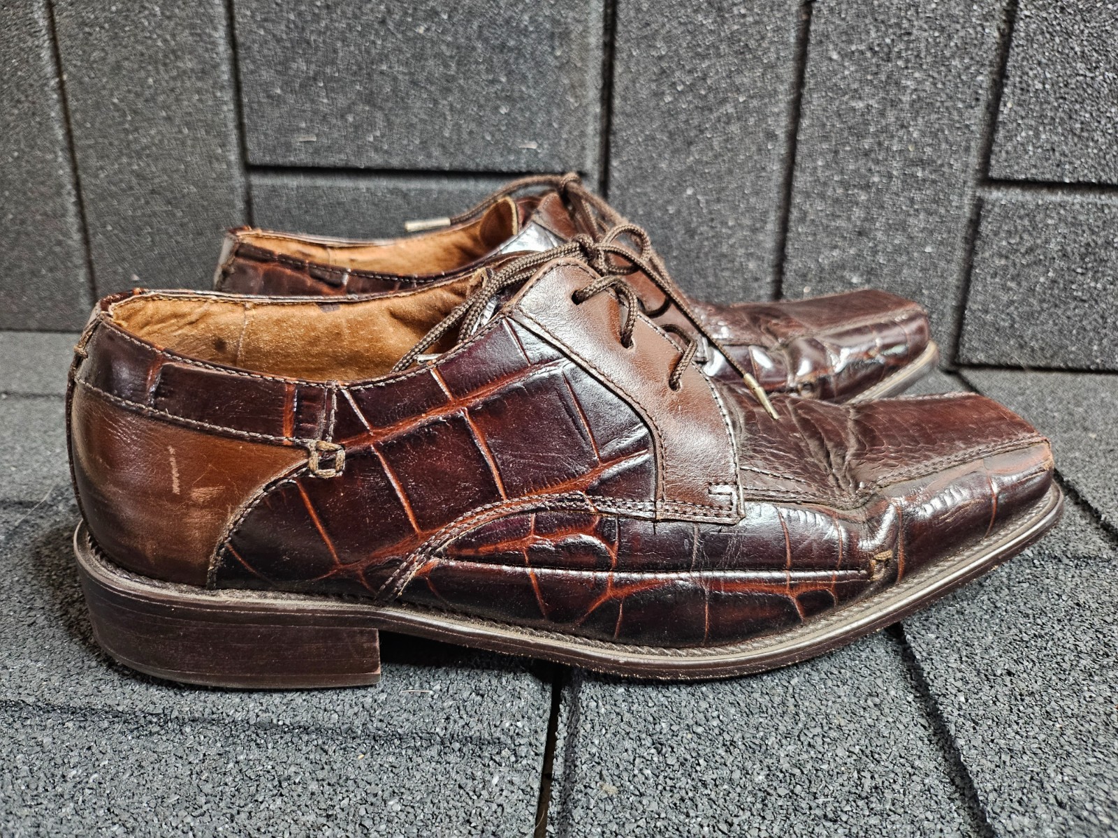Stacy Adams Men’s Dress Shoes Brown Snake Skin & Leather Size 10.5