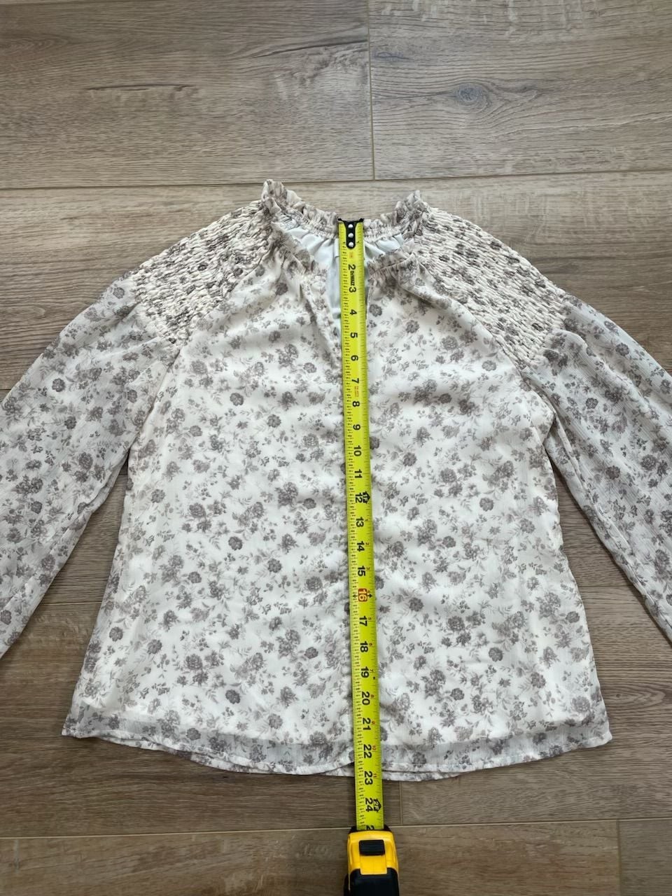Böhme Floral Smocked Shoulder Button Front Long Sleeve Blouse XS Cottagecore
