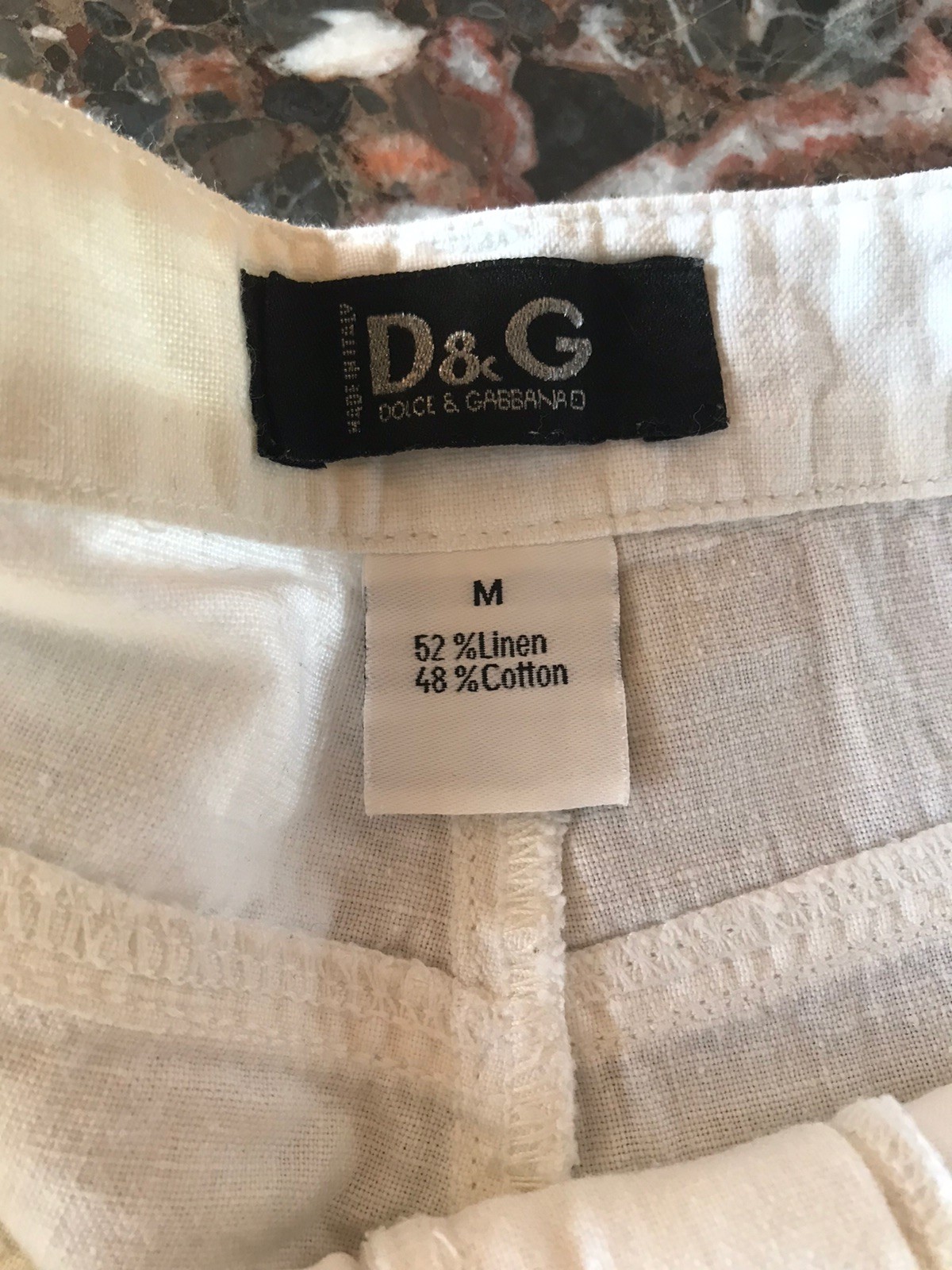 Dolce Gabbana White Lightweight Summer Pants 52% Linen 48% Cotton Low Rise Cut M
