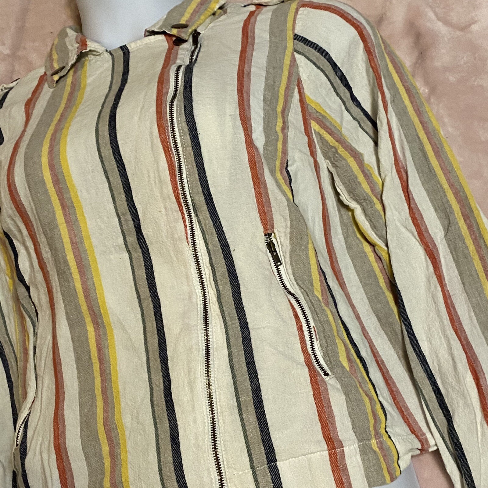 Est. 1946 Women’s Zip Up Collared Vertical Striped Long Sleeve Shirt Size 18/20W