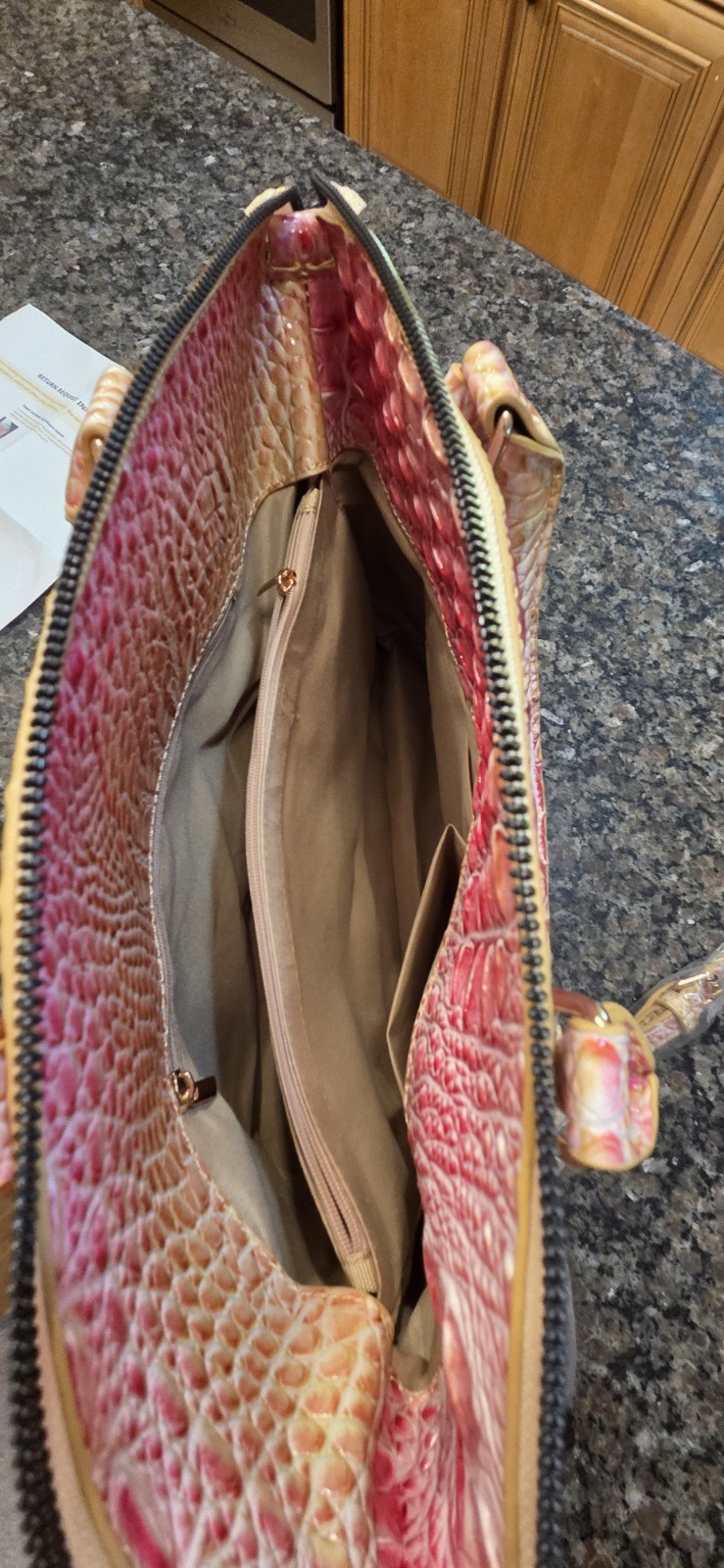 Embossed Crocodile Ombre Purse Handbag 14 In X 10 In