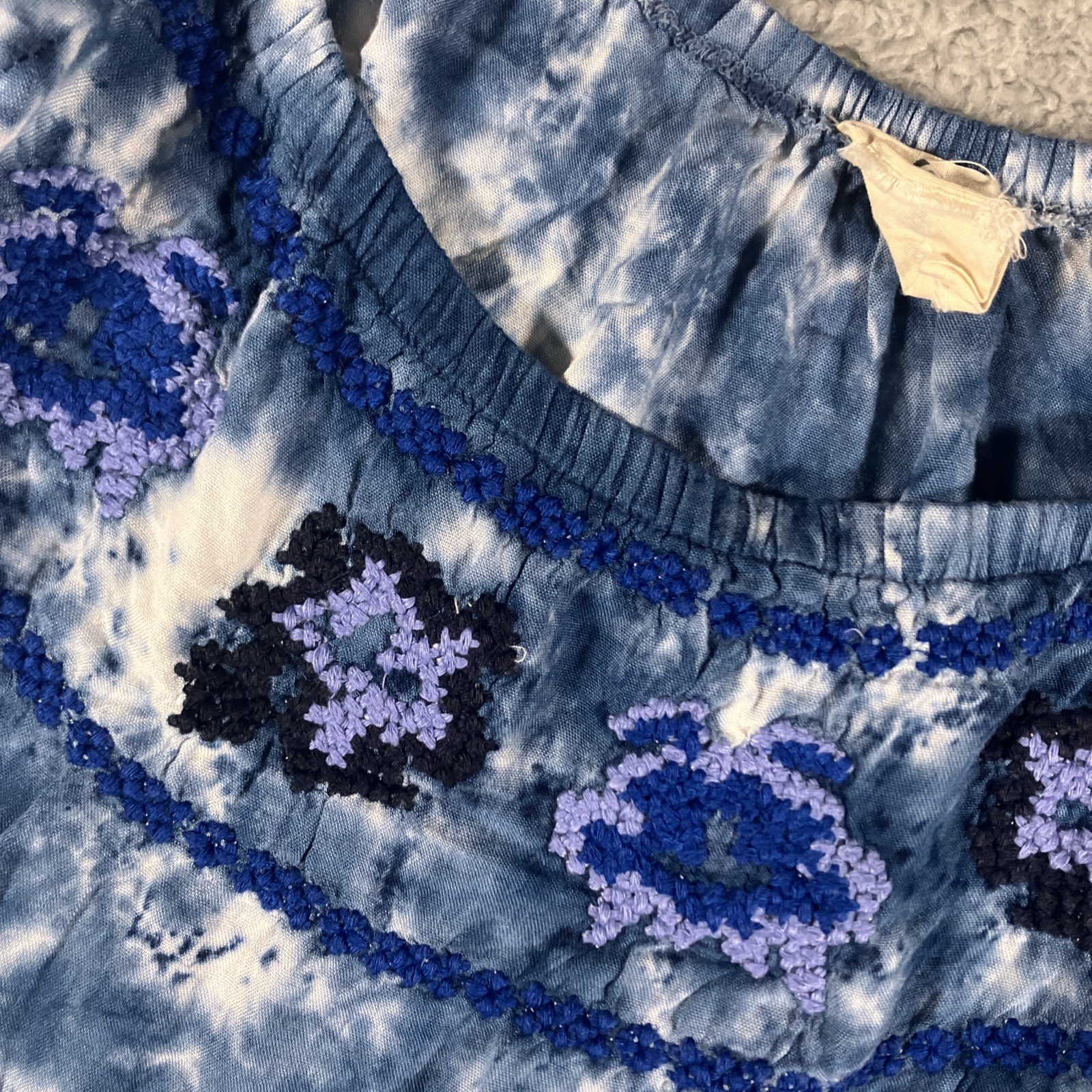 Spade & Heart Tie Dye Floral Crocheted Tunic Womens Small Bohemian Bloomcore