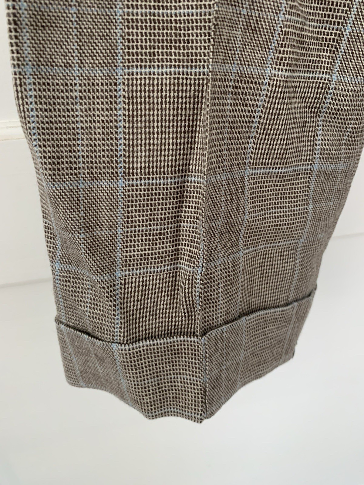 Harve Benard Wool Pants Size 14 Plaid Vintage Brown/blue/tan Zipper Cuffed