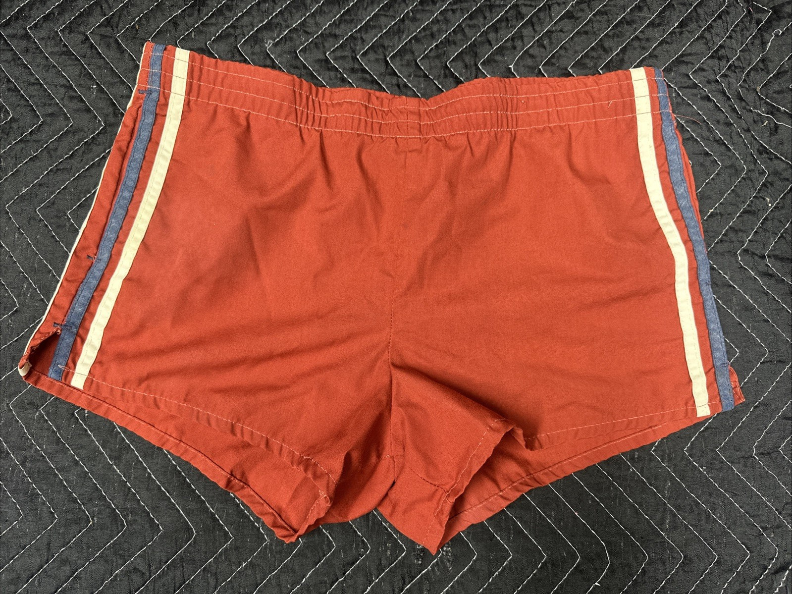 VTG 70s Red Jantzen Men’s Swim Shorts 32 Short Striped Athletic Gym USA Made