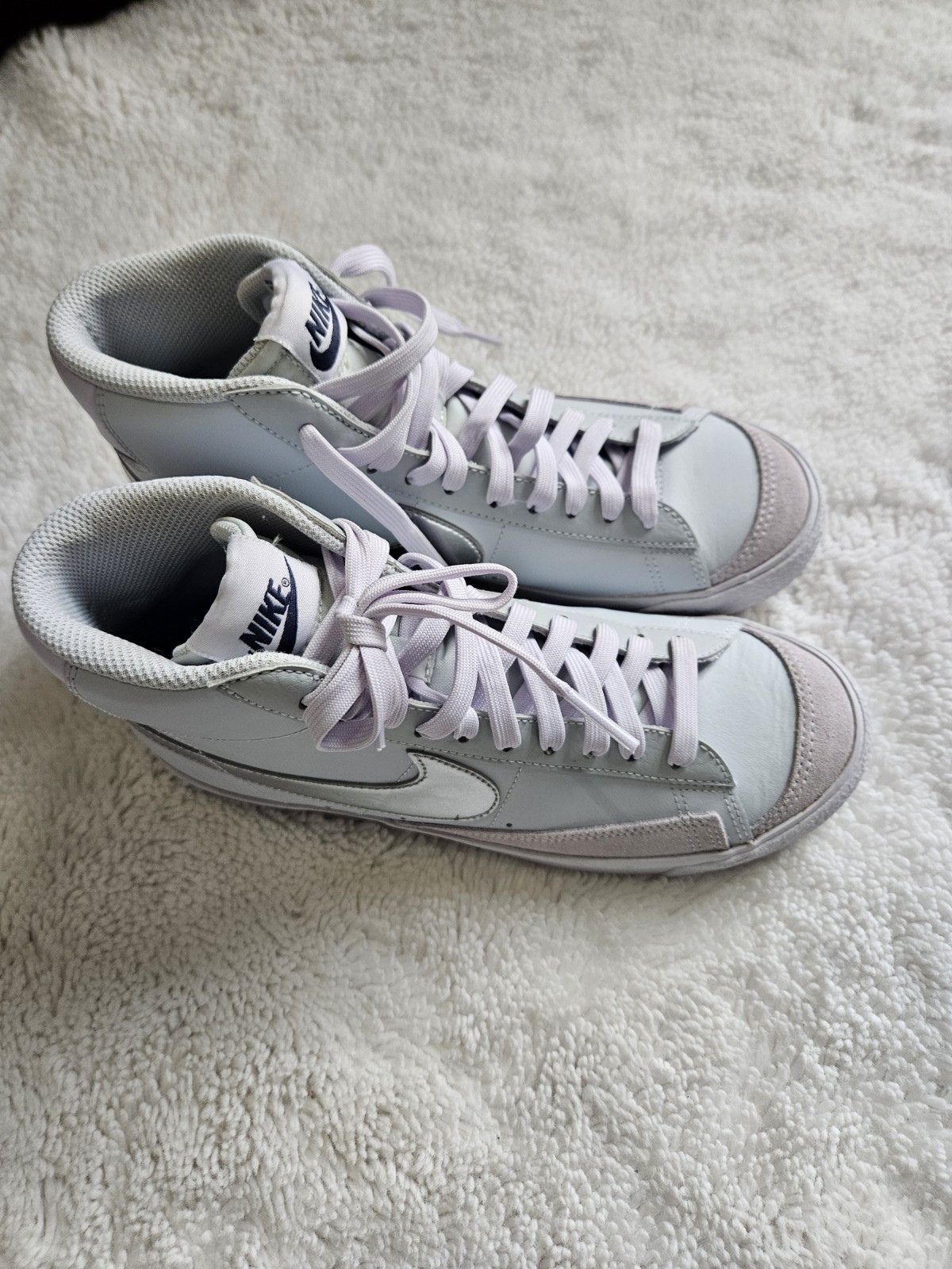 Nike Blazer Mid 77 Light Blue Silver Metallic High Top Sneakers CZ1055-400