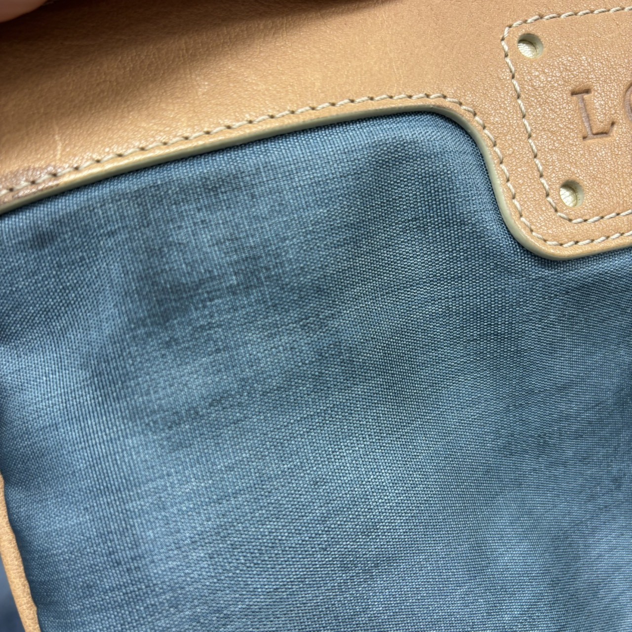 USED LOEWE Shoulder Bag anagram 340807 Nylon/leather Blue Camel Everyday use