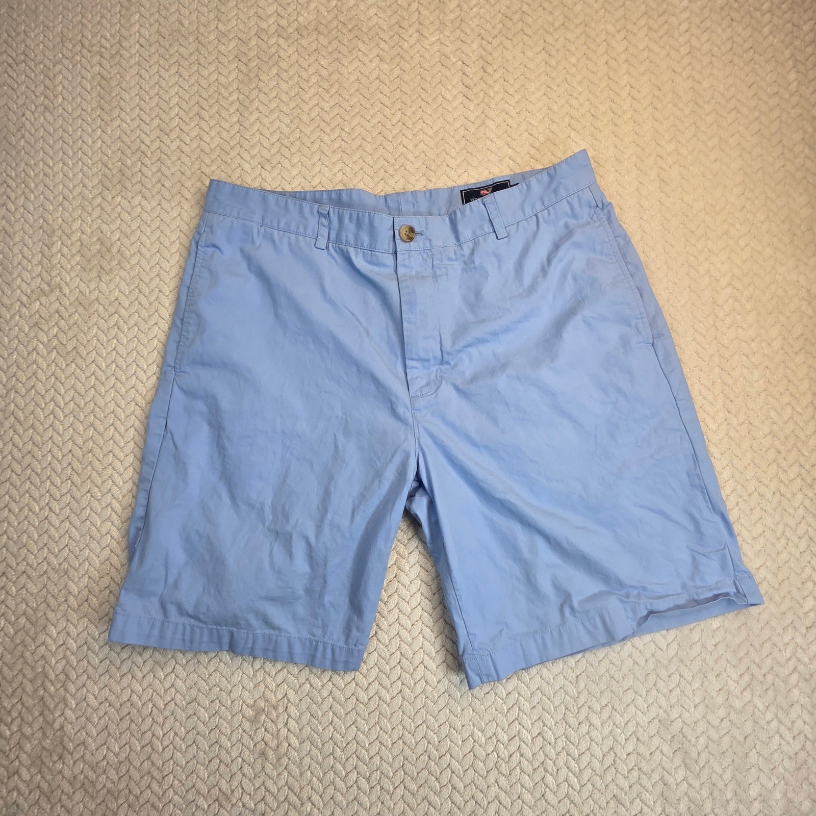 Vineyard Vines Mens 36 Light Blue Cotton Chino Shorts 9 Inch Inseam Classic Fit