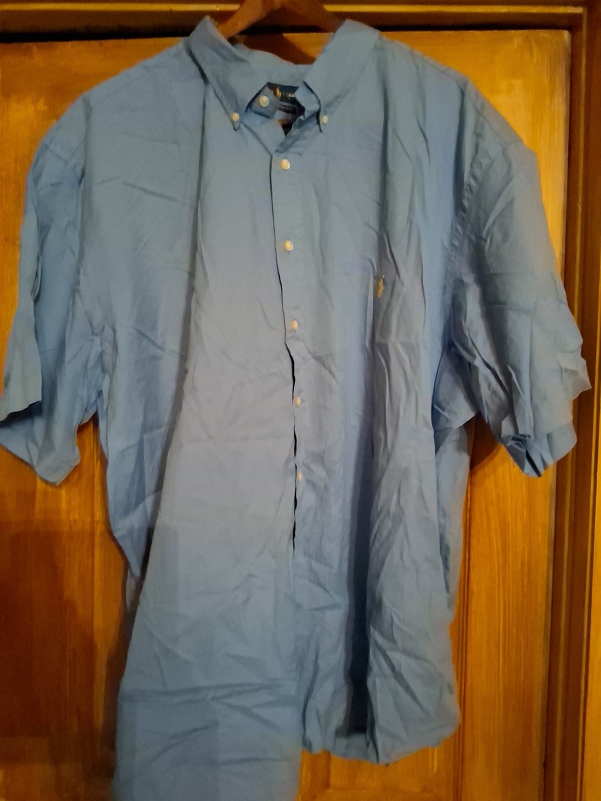 Polo Ralph Lauren Feather Weight Twill S/ SLEEVE Button Dwn Light Blue N Yw Hors