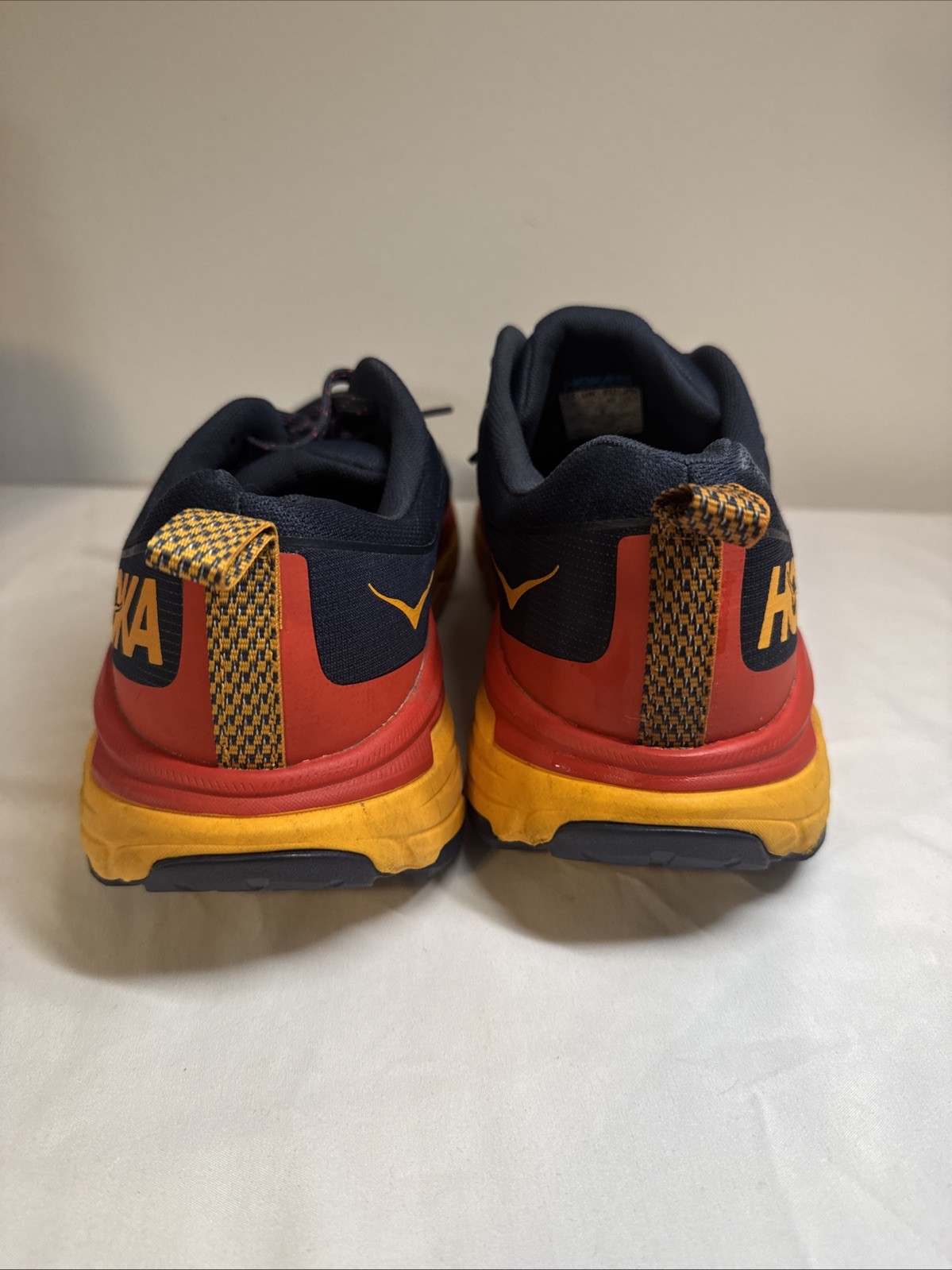 Hoka One One Challenger ATR 6 Mens 11.5 D Navy Blue Orange Red Athletic Shoes
