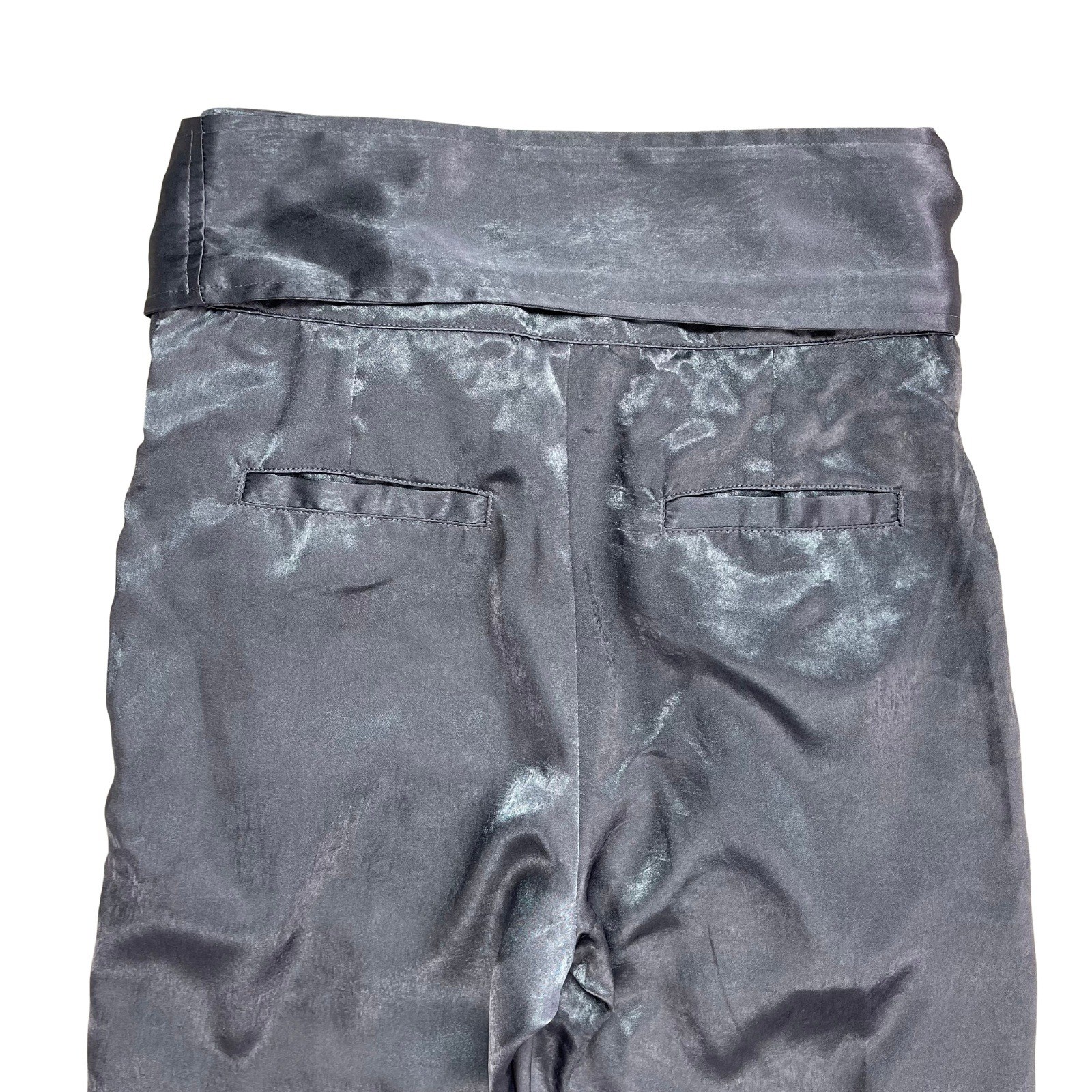 Overlover Womens Gray Pants Sz 2 Shimmer Metallic Cocktail Chic Quiet Luxury