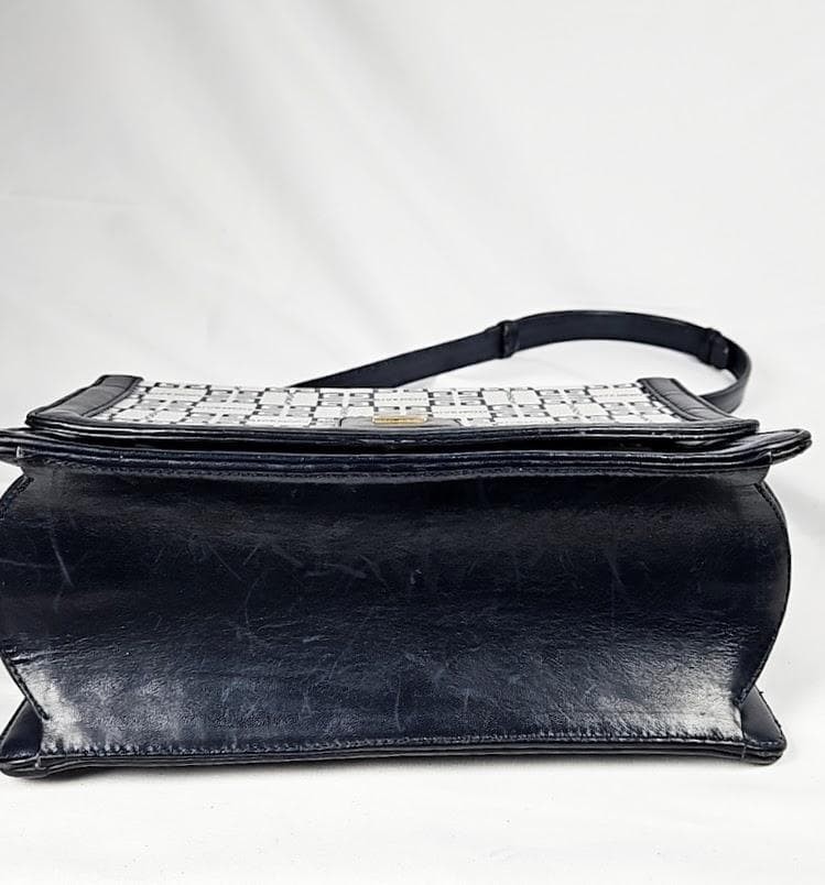 Auth Givenchy Vintage 4G Logo Canvas Leather 2Way Handbag Navy White From Japan