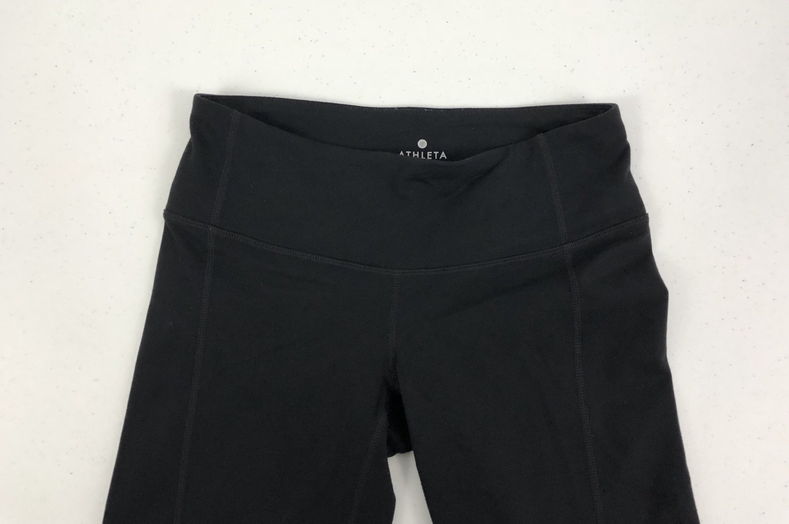Athleta XS Capri Yoga Black Supplex Nylon Lycra Unique Design Rare EUC