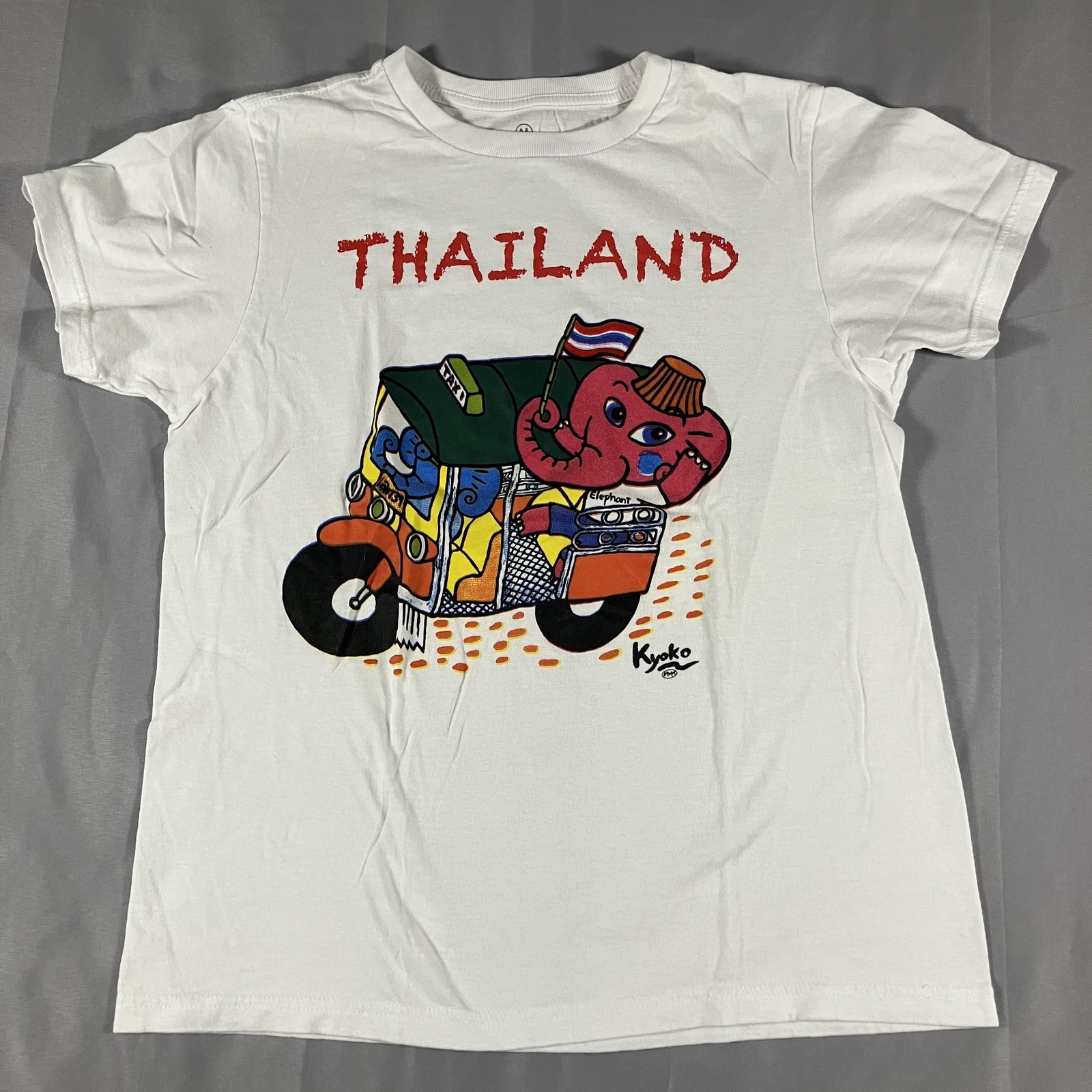 Artist Colors Thailand Elephant Tuk Tuk Shirt Mens Medium White Graphic Souvenir