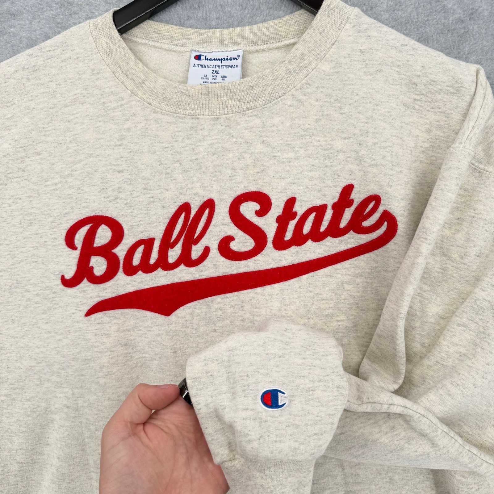 Vintage 90s Champion Ball State Cardinals Sweatshirt Mens 2XL Crewneck Pullover