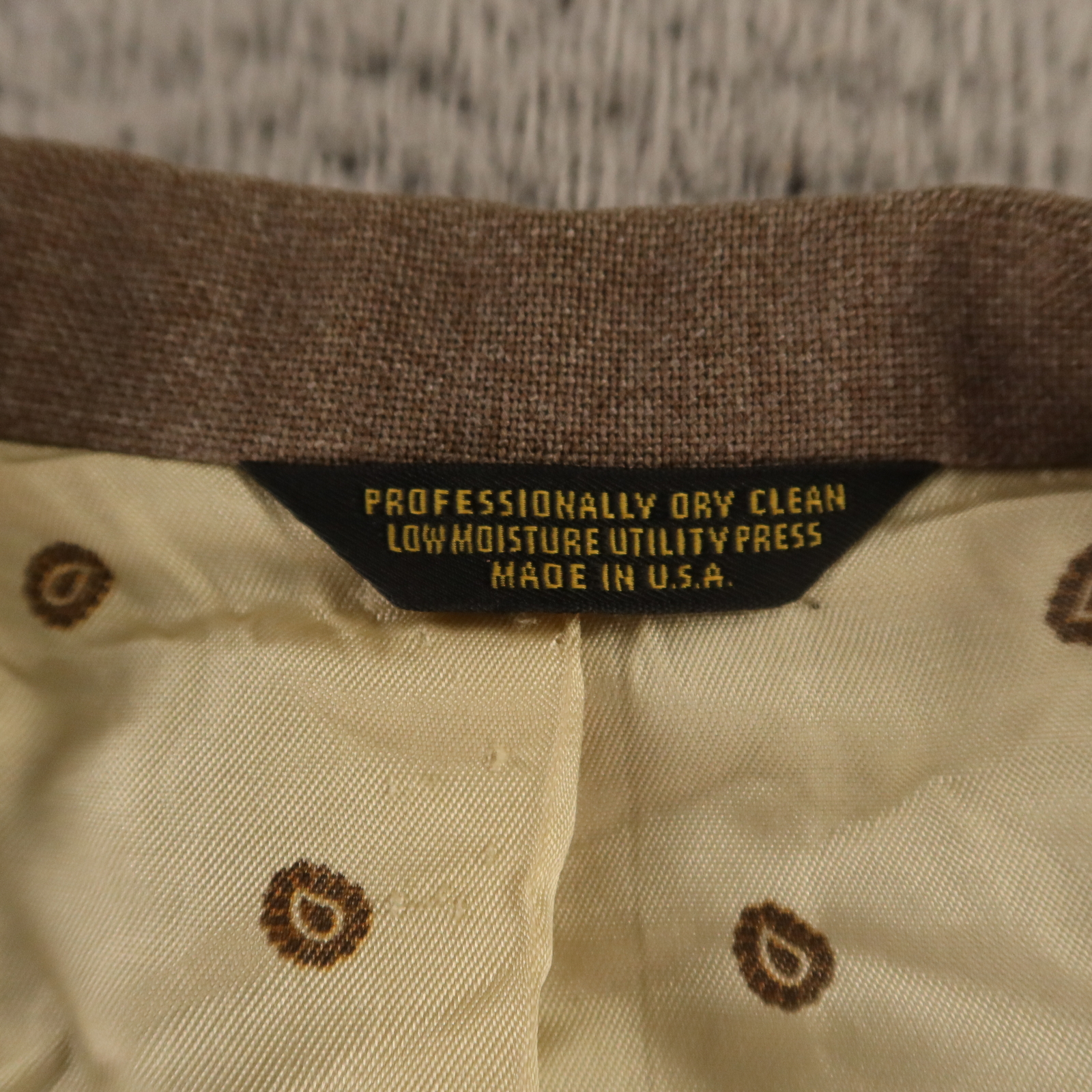 VTG Hopsack Jacket M Brown Polyester Wool Blazer Patch Pocket Crested Button 40R