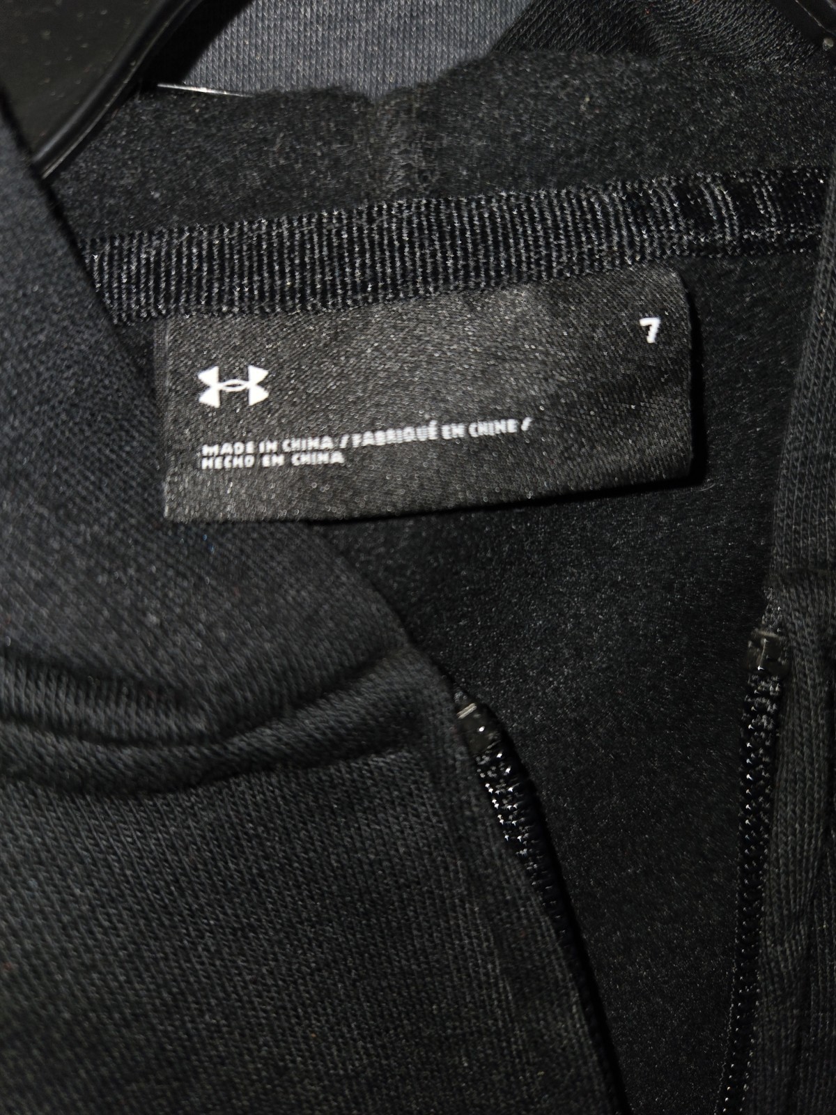 Under Armour Boys Zip Hoodie Jogger Pant Set Black Gray Hyper Green Size 7 NEW
