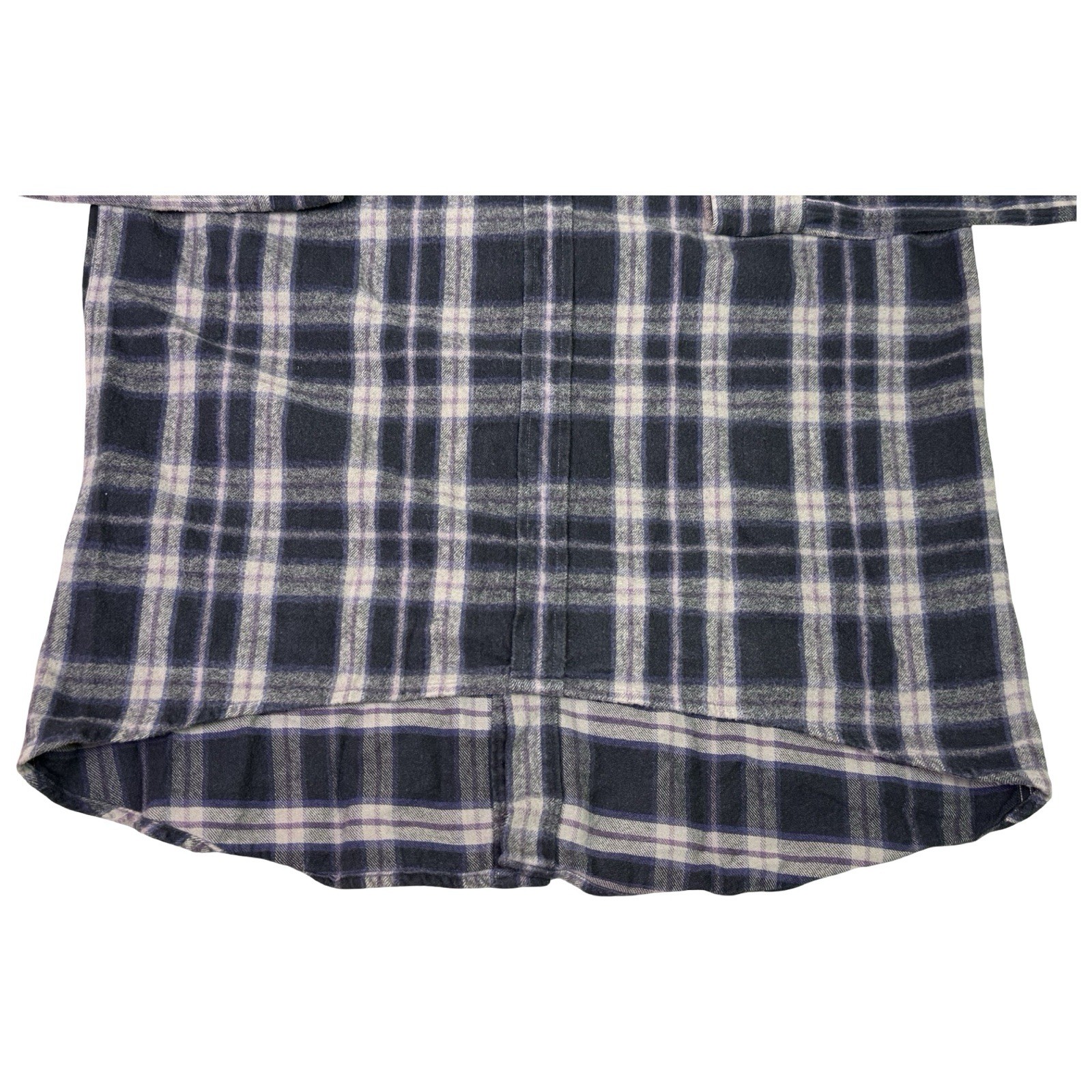 Robert Geller Shirt Men’s 52 Black Purple Plaid Lightweight Flannel Long Front