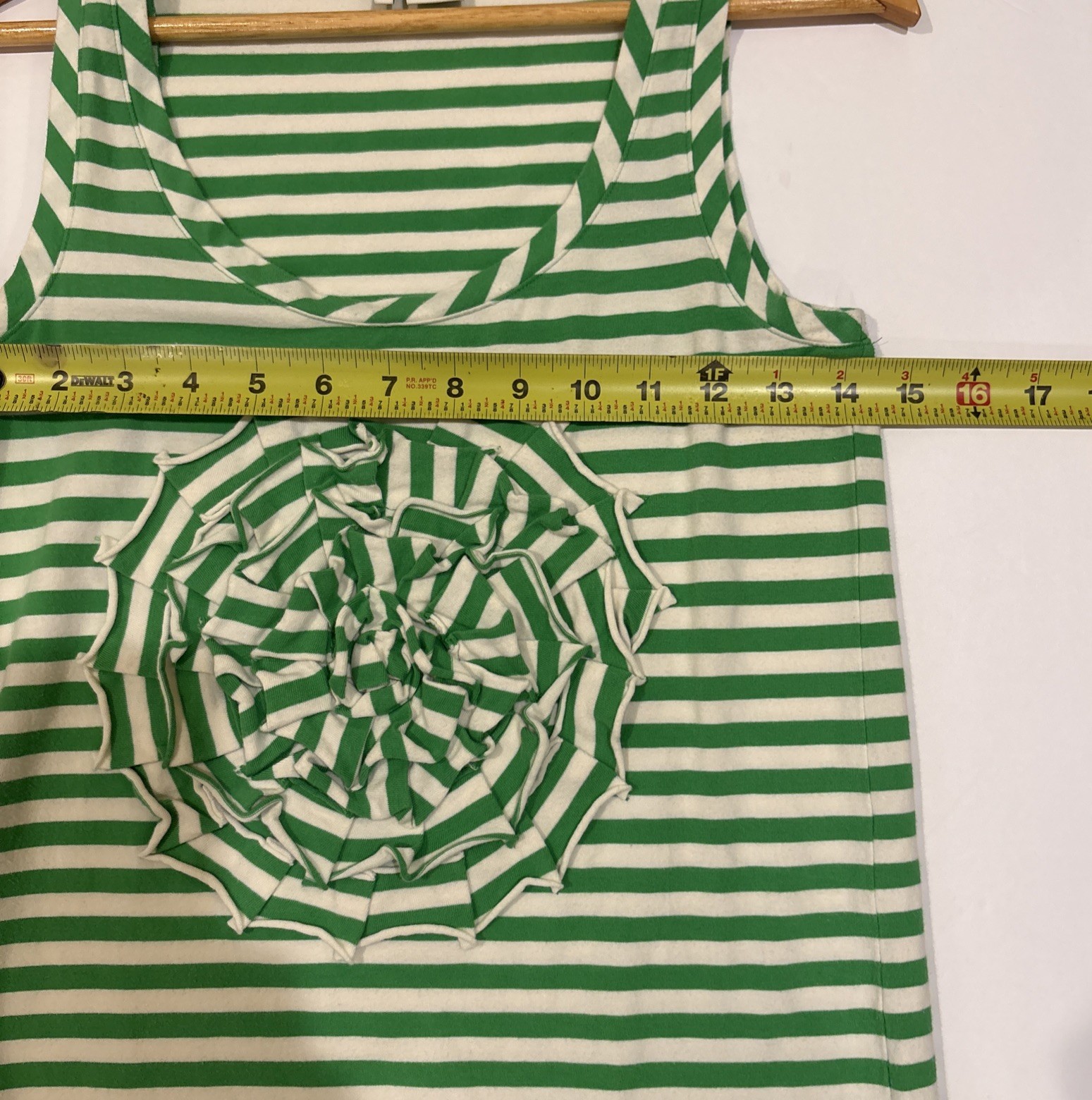 Kate Spade Top Womens Small Green White Stripe Stretch Knit Cotton Tank T-shirt