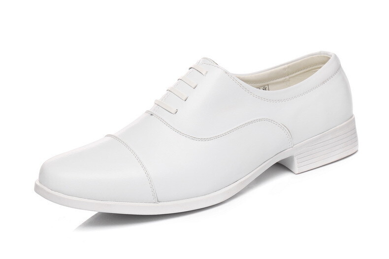 Mens White Shoes Cap Toe Wedding Groom Casual Business Oxford Dress Formal Shoes