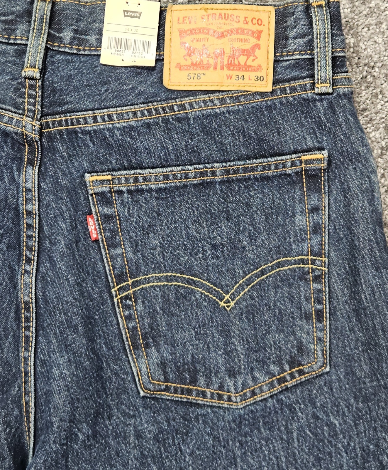 Levi’s 578 Baggy Jeans Men’s 34×30 Dark Wash Denim Y2K Relaxed Fit NWT