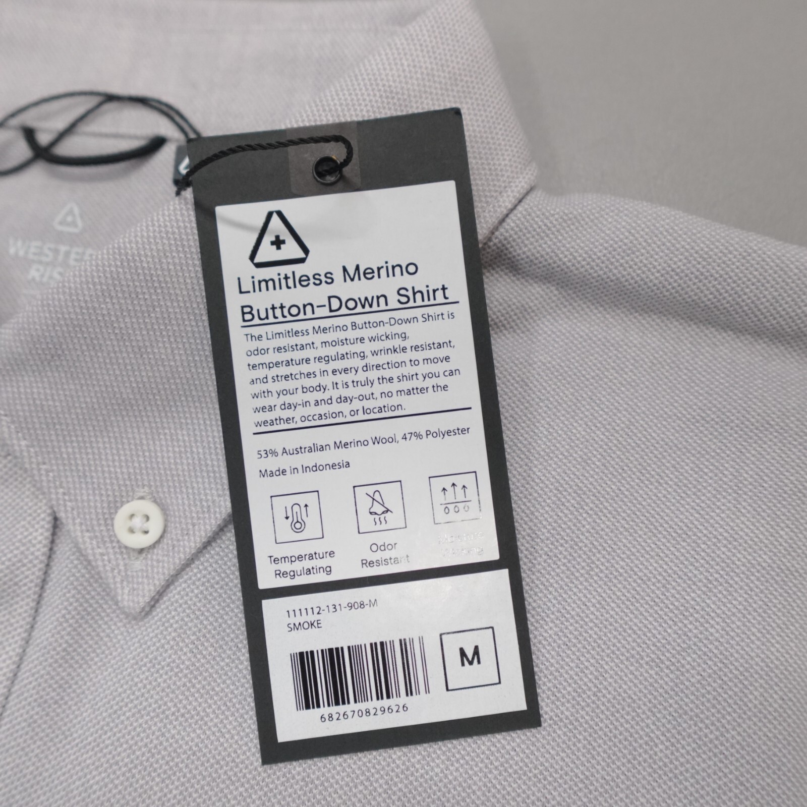 Western Rise Slim Fit Limitless Merino Wool Button Down Shirt Wicking Smoke