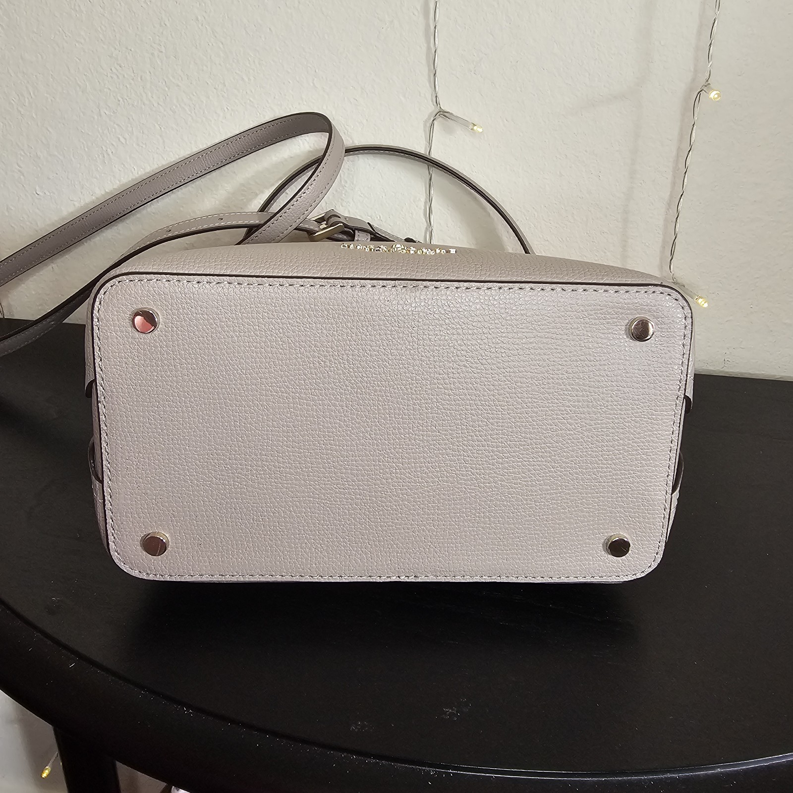 Kate Spade New York Gray Pebbled Top Handle Crossbody Adjustable Strap Gold
