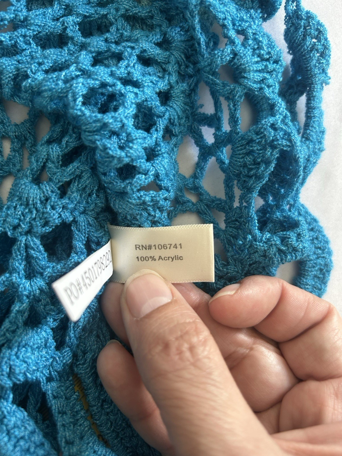 Boston Proper Ombre Crochet Boho Open Knit Sweater Womens Size Med Blue Beach