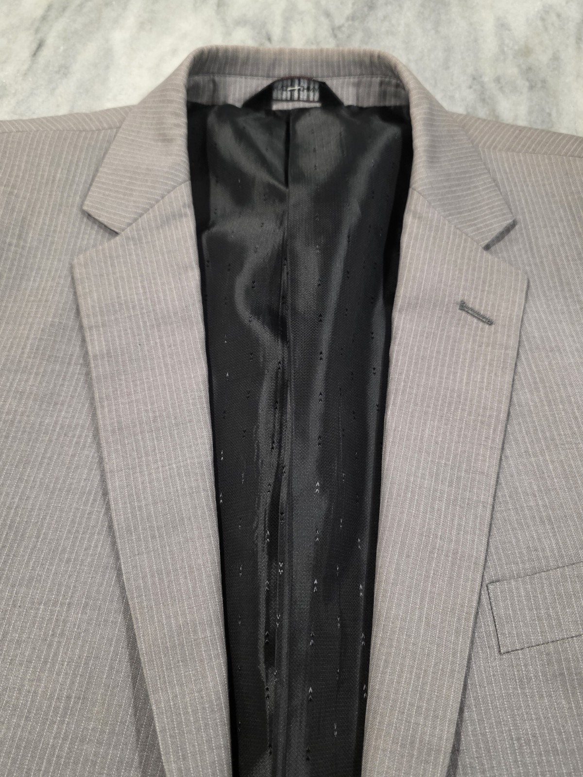 44R Men’s Lineage Blazer Striped Light Gray 2 Button Sport Coat