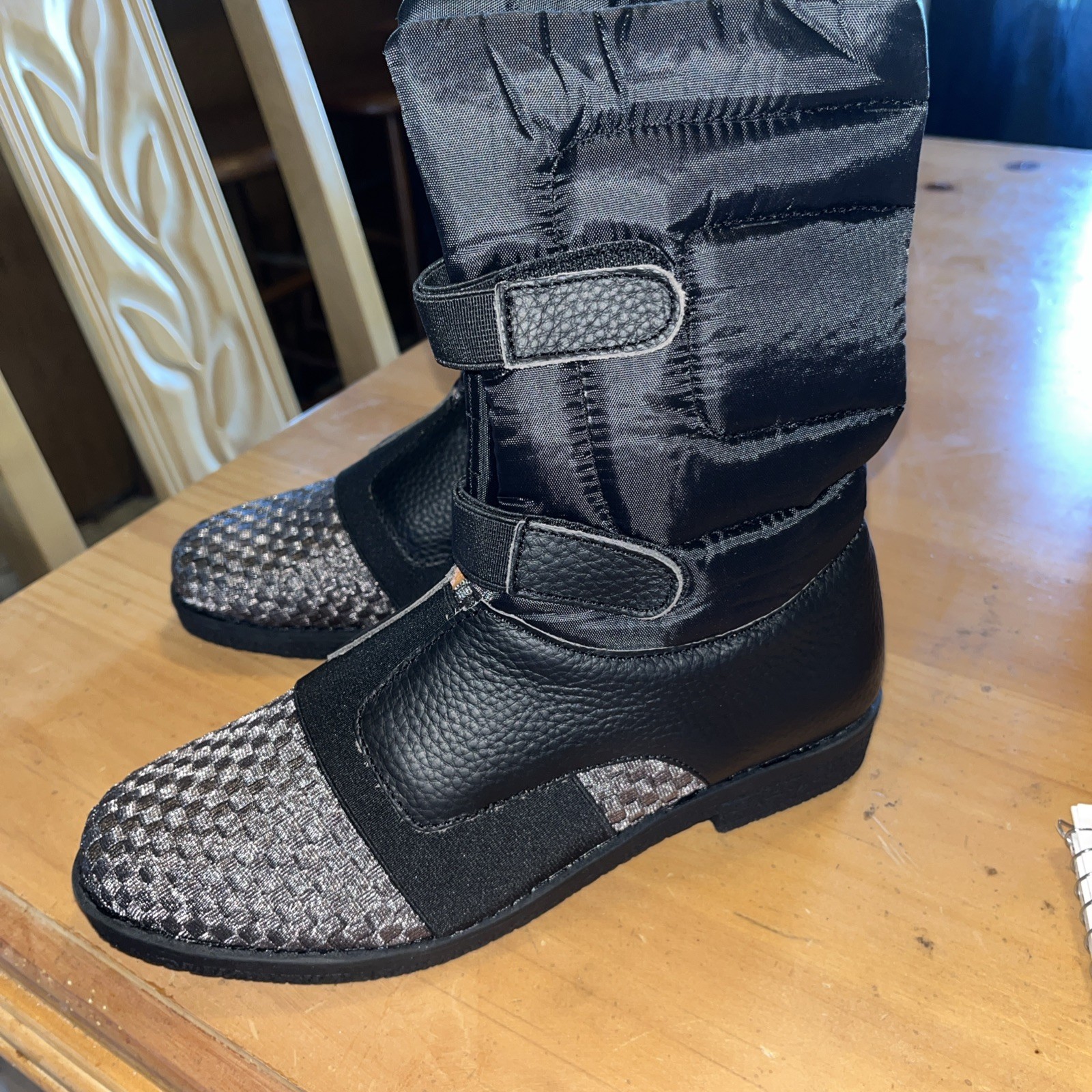 Bernie Mev Vasco Black weatherproof moto style boots Womens 38 or 7 NEW sold out