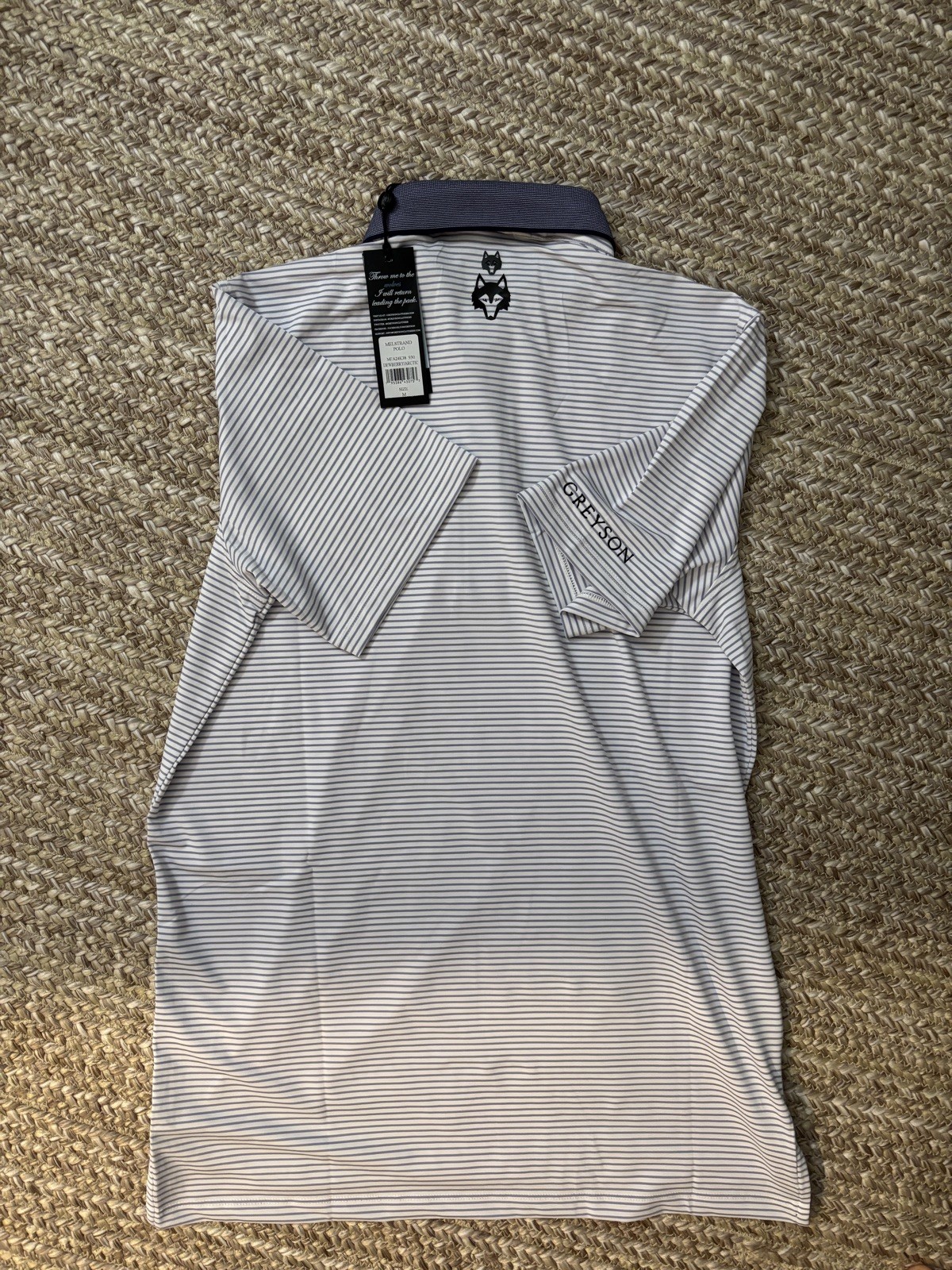 Rare NWT, Mens Greyson Tour Issue Melstrand Polo, sizeM, color (Artic / Dewbury)