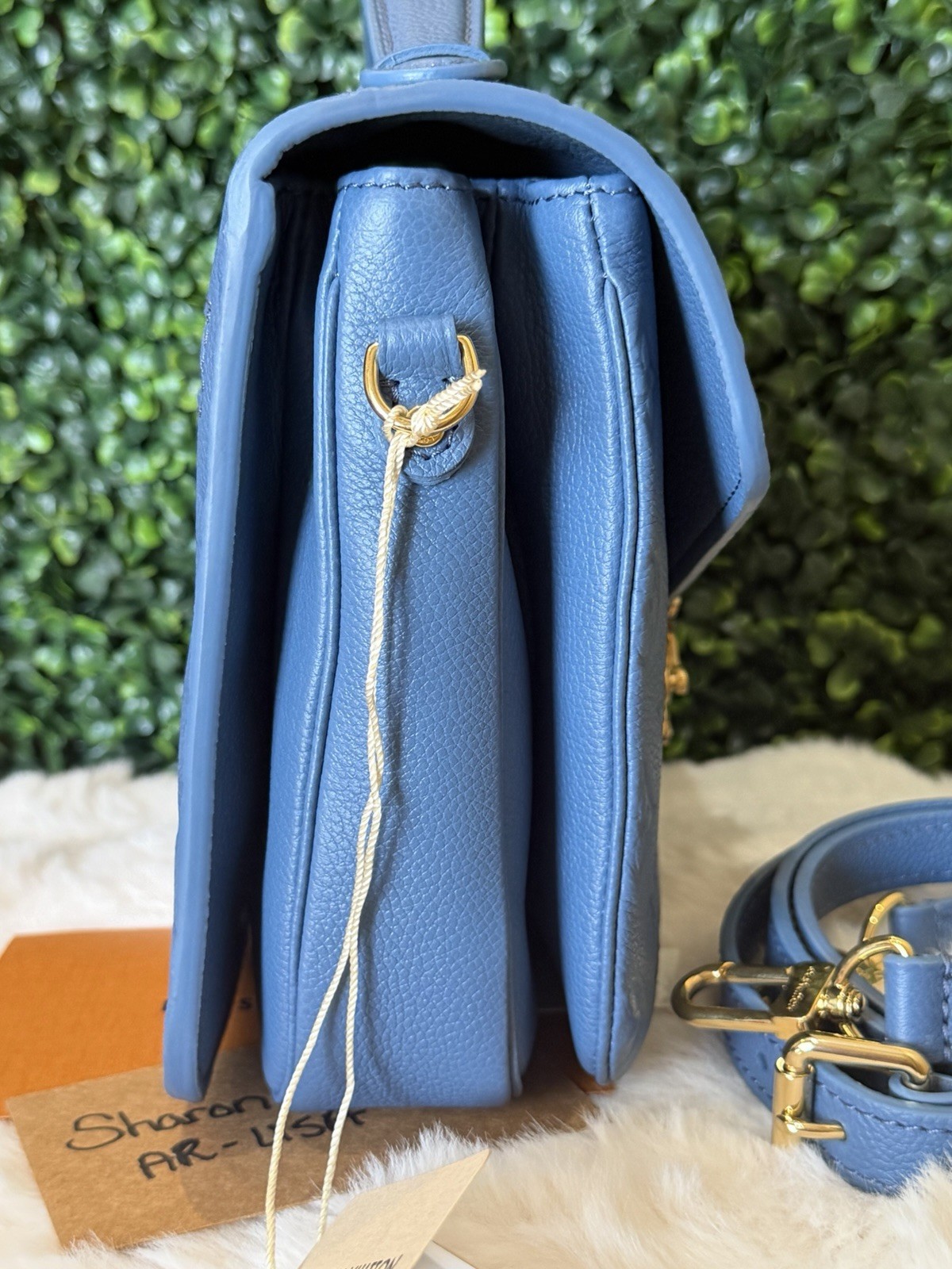 Louis Vuitton Blue Empreinte Monogram Crossbody w/ Detachable Strap, Gold