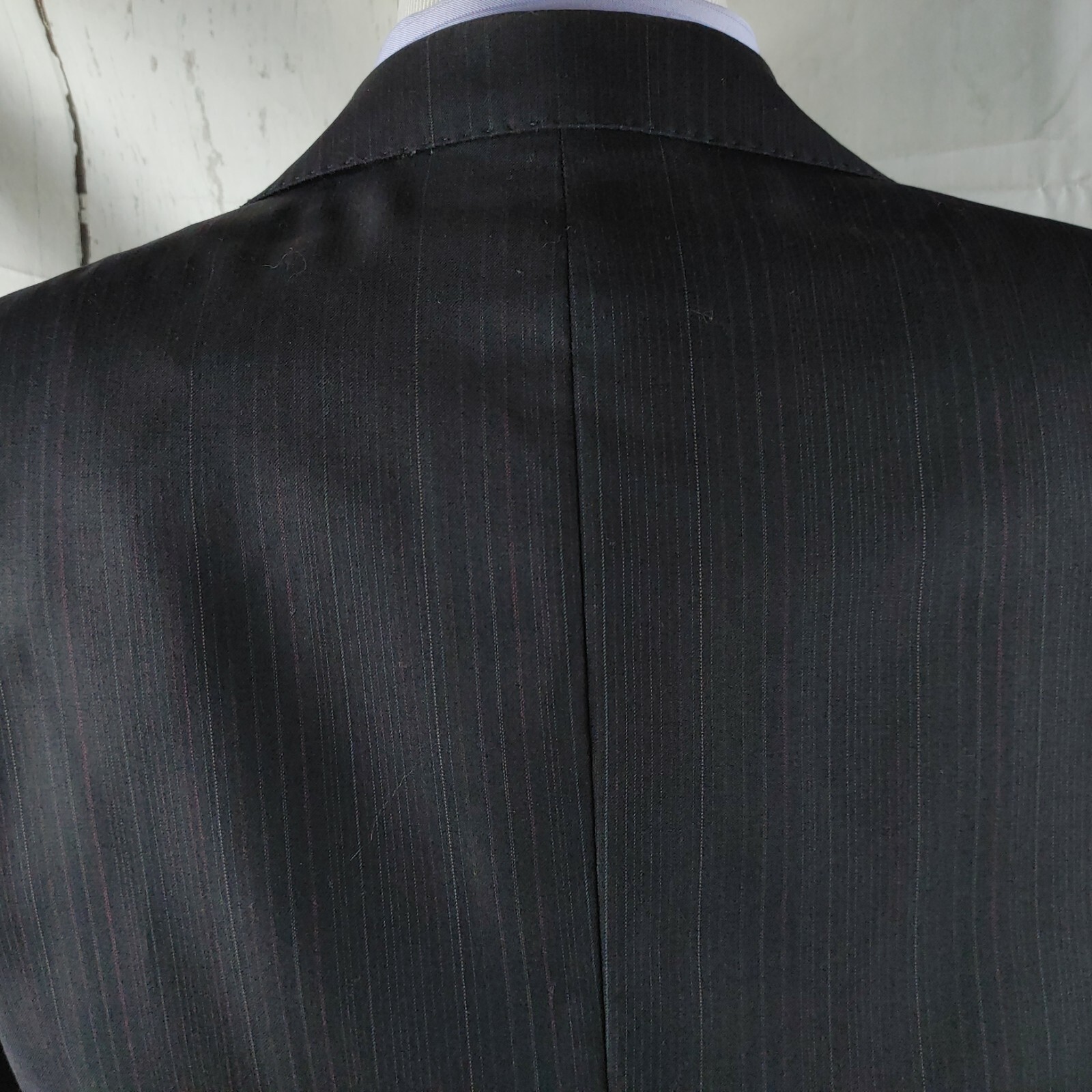 Limehaus 40R Wool 2 Button Charcoal Black Pinstripe Stitched Lapel Suit Blazer