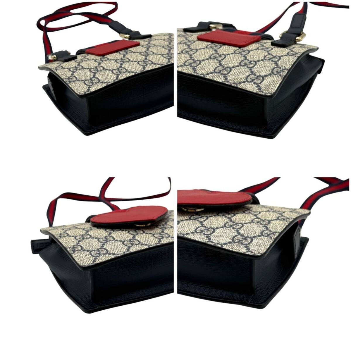 GUCCI GG Supreme children’s heart shoulder bag red beige navy 793830 mini bag Sh