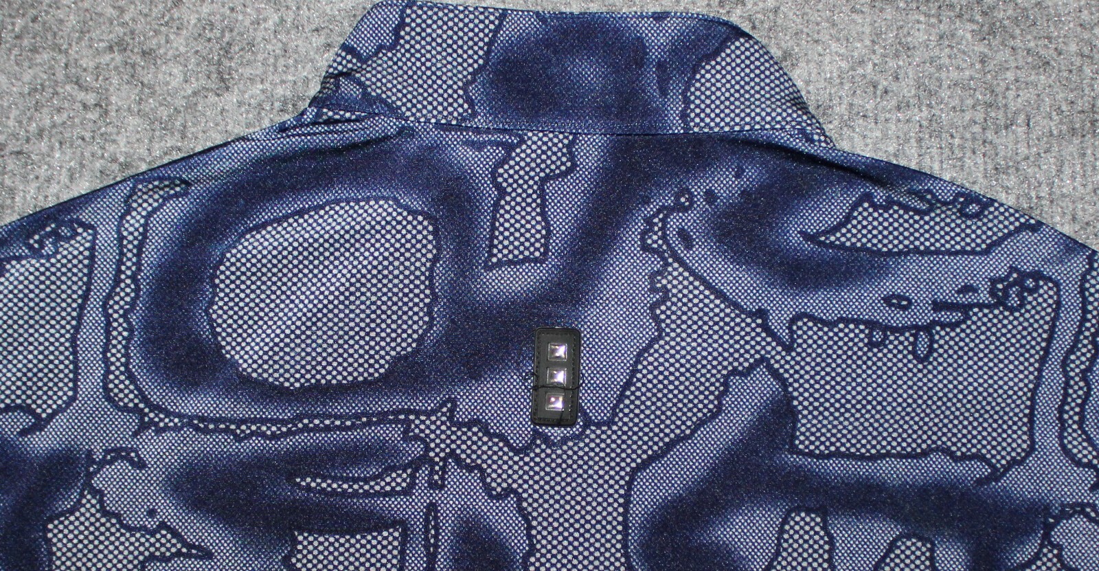 JAMIE SADOCK KIKI SIGNATURE 1/4 ZIP TOP 92121 Shadow Print Golf Blue sz S Shirt