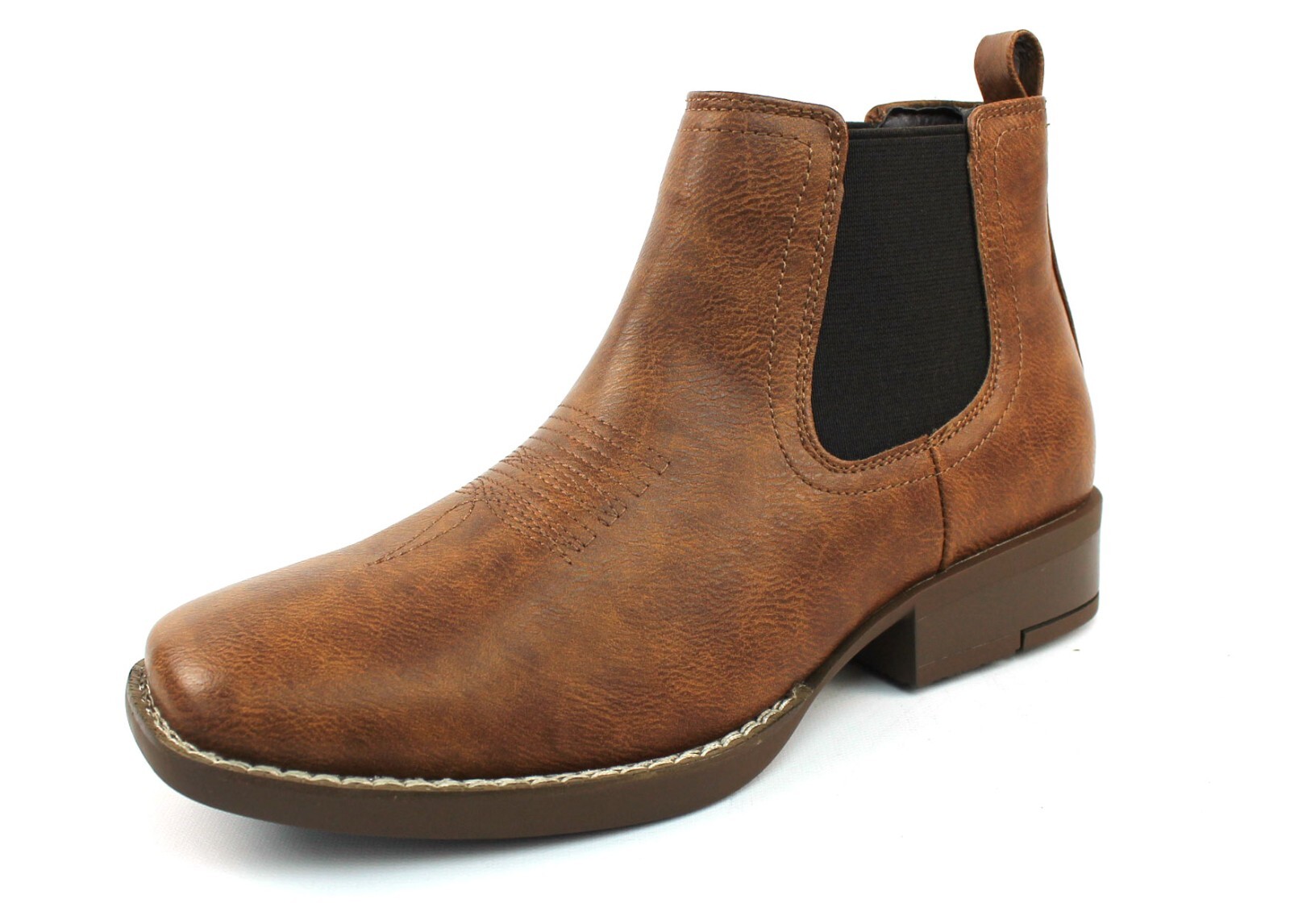 Brown Men’s Square Toe Cowboy Western Boots Leather Pull On Ankle High ÃZARMAN