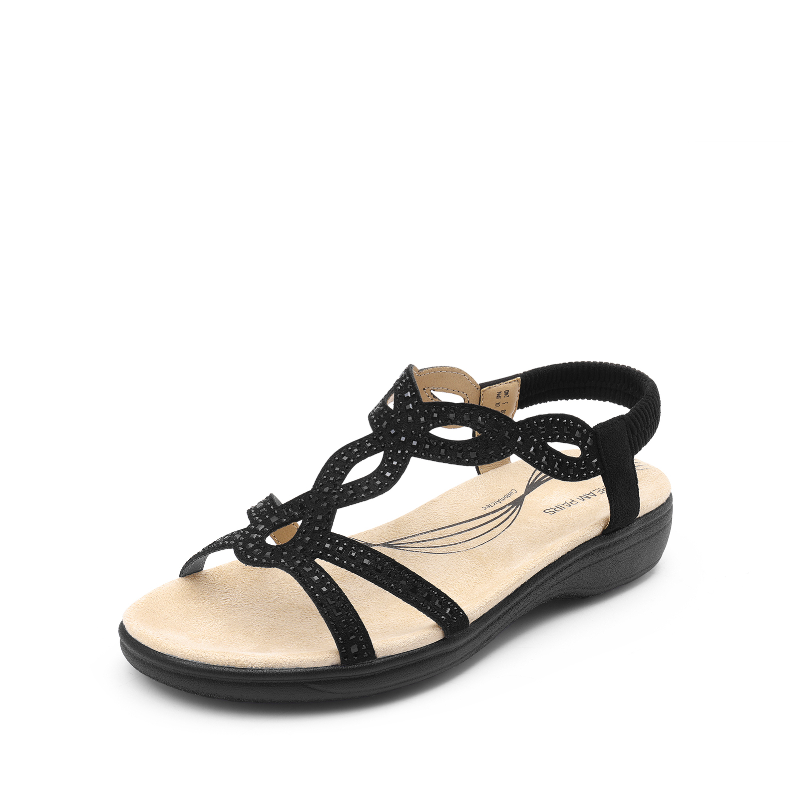 Women Summer Open Toe Elastic Strap Flat Sandals Comfortable Walking Sandals NEW