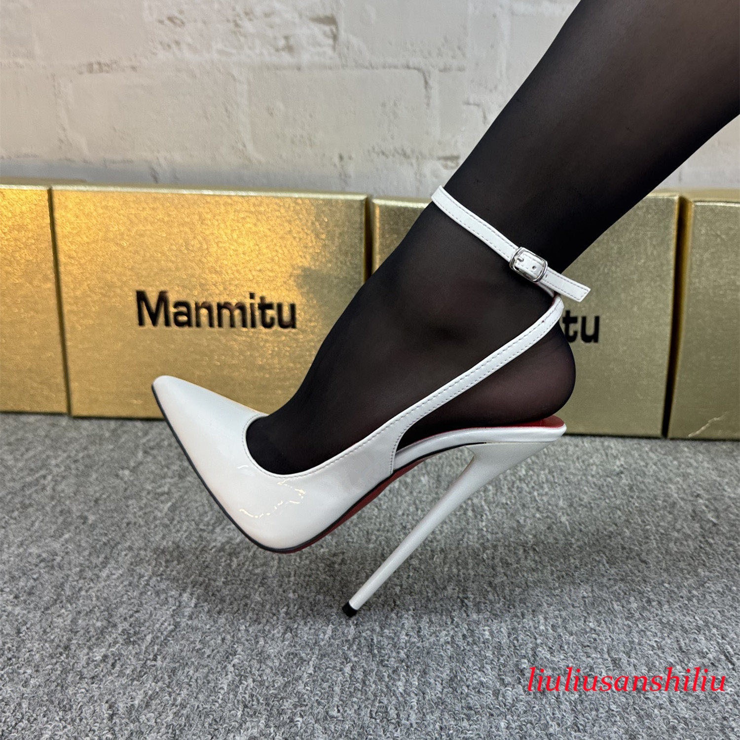 12/14/16cm High Heel Stiletto Pointed Toe Slingback Sandals Ankle Strap Pumps