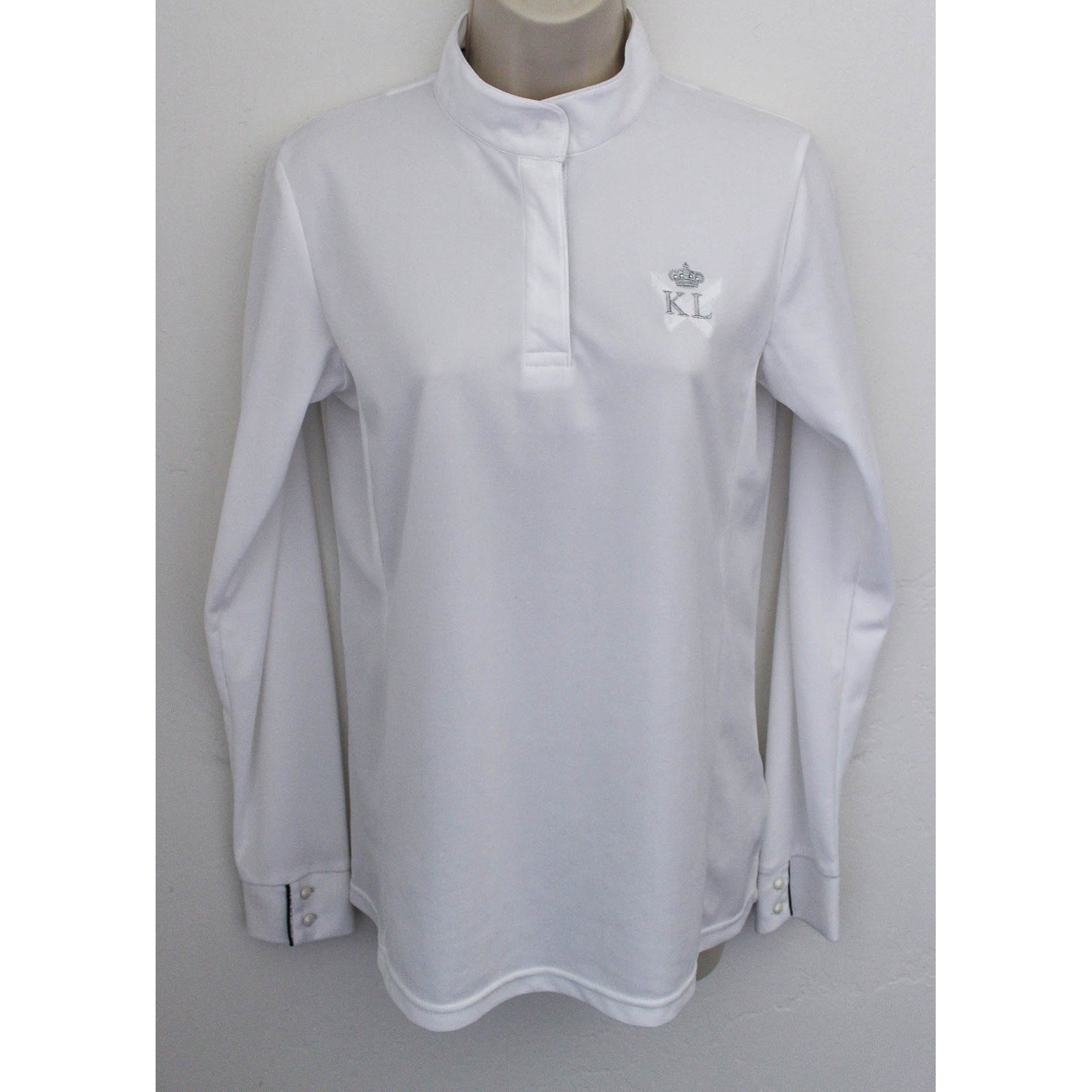 Kingsland Dressage Show Shirt Large White Pullover Long Sleeve Equestrian Riding