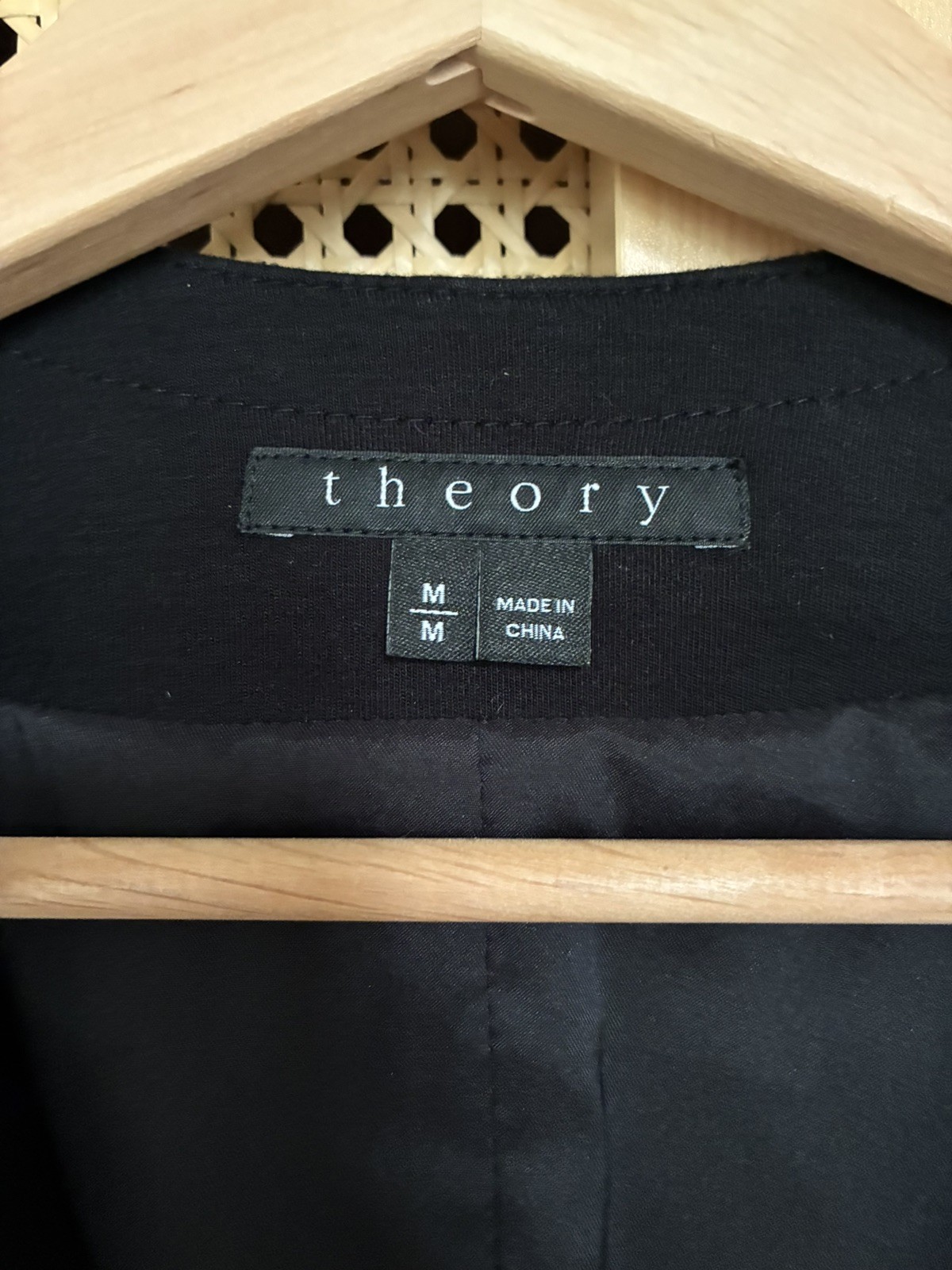 Theory Womens Small Yaisa Classical Black Open Front Blazer Jacket Zipper Accent