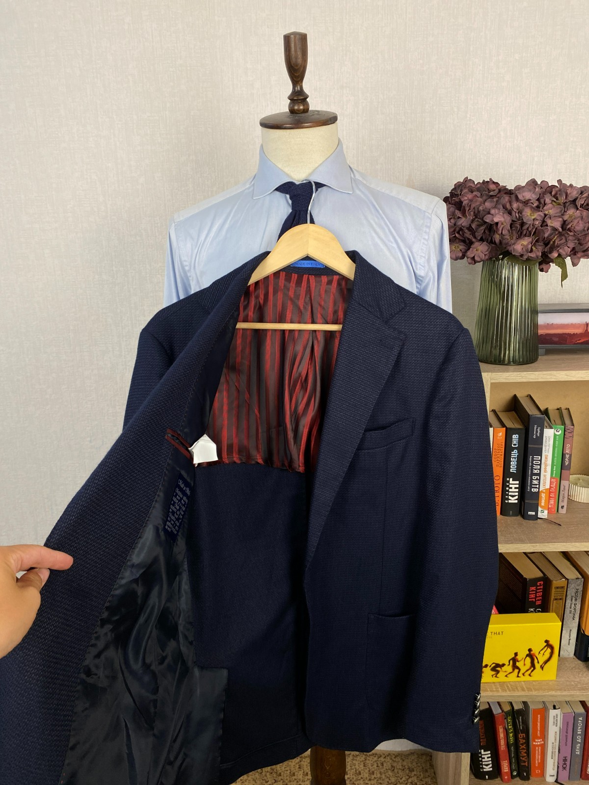 Linea Sartoriale Dark Blue Wool Cashmere Half Lined Silk Italian Blazer 42 EU 52