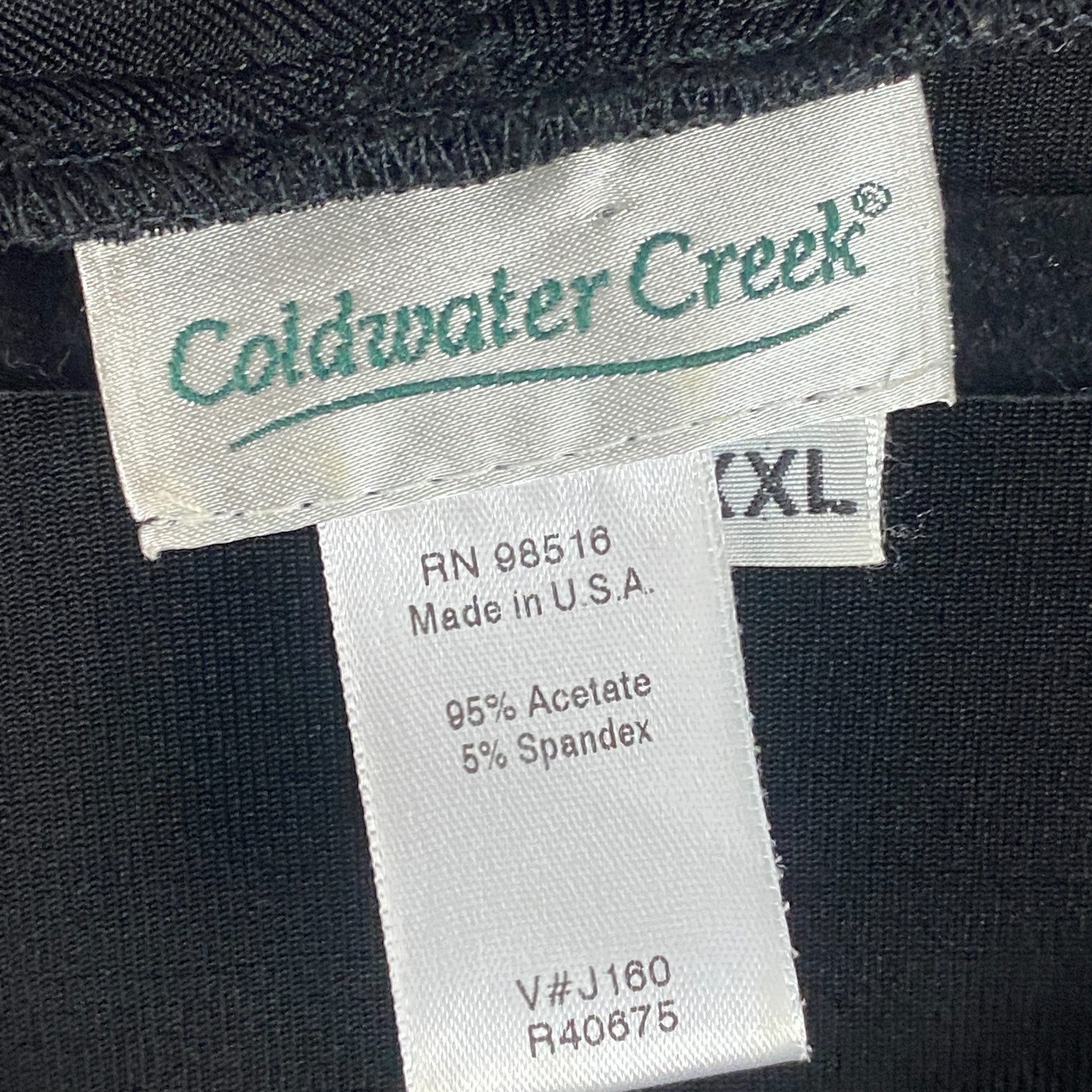 Coldwater Creek Travel Slinky Knit 3/4 Sleeve Top Size XXL Black Stretch