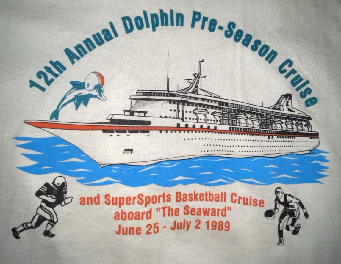 Vtg MIAMI DOLPHINS CRUISE T Shirt 80s Ringer USA MADE Men’s M Colorful RARE