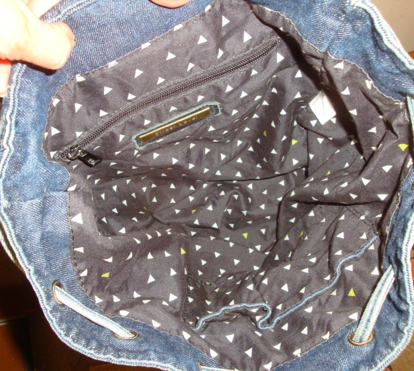 STREET LEVEL Denim Backpack Studded Boho Hobo Hippie Biker School Sling Bag Tote